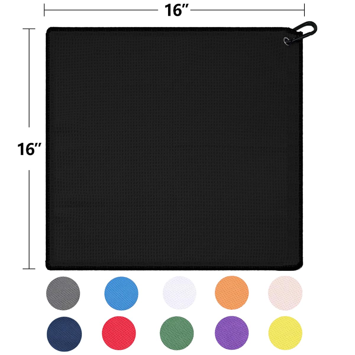 Premium Microfiber Waffle Golf Towels with Club Cleaning Brush Set (2 Black Towels + Black Brush) - Super Absorbent, Quick-Dry for Golf Course, Gym & Sports Use