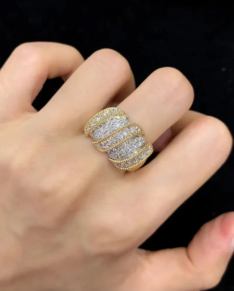 18K White & Yellow Gold Vintage Style Diamond Engagement Ring for Women - 1.13 Carat Real Natural Diamond Wedding Ring, Anniversary Gift, Party Jewelry (Perfect for Proposals, Weddings, Date Nights & Special Occasions)