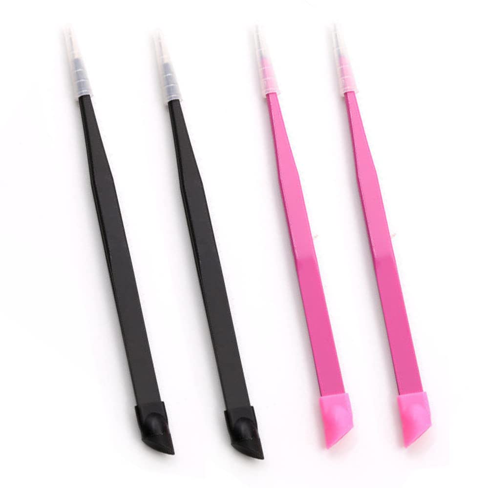 4Pcs Professional Nail Art Tweezers Set - Straight & Angled Tweezers with Silicone Tips for Rhinestones, Gems & Eyelash Extensions | Perfect for Nail Salon, DIY Manicure & Craft Projects