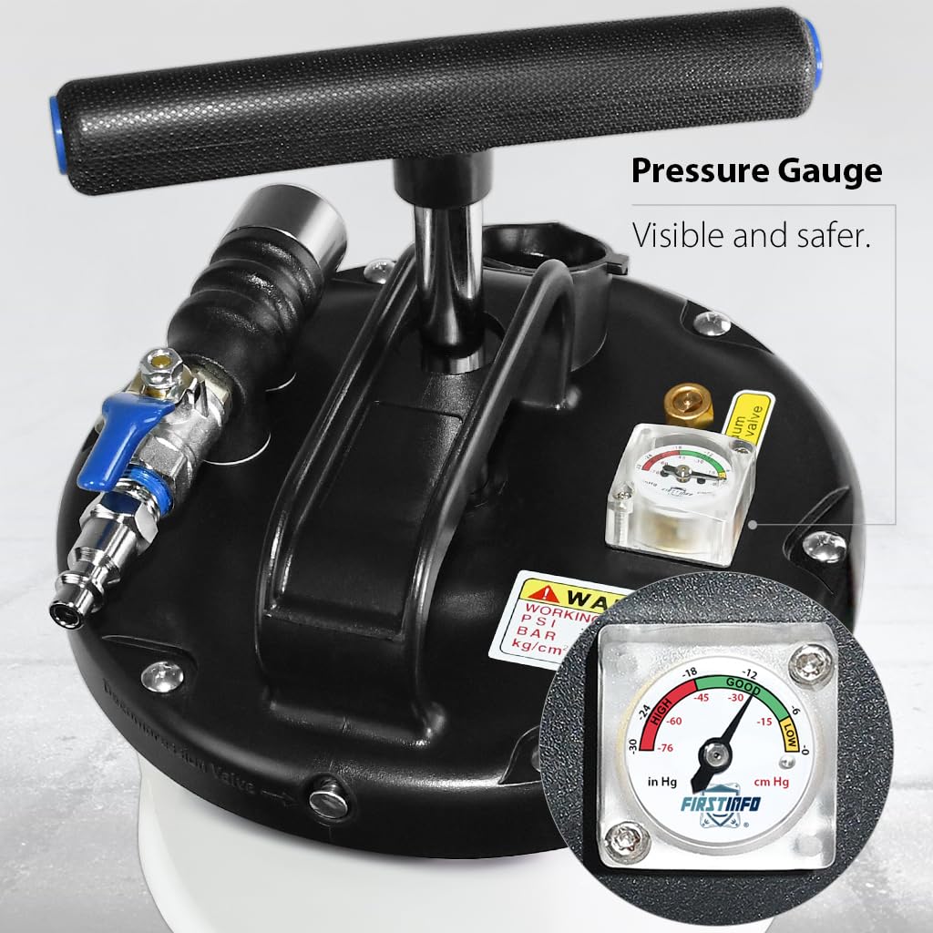 FIRSTINFO A1102USY5 6.5L Oil Vacuum Extractor - Patented 3rd Gen Pneumatic/Manual Fluid Pump with Safety Valve | 51