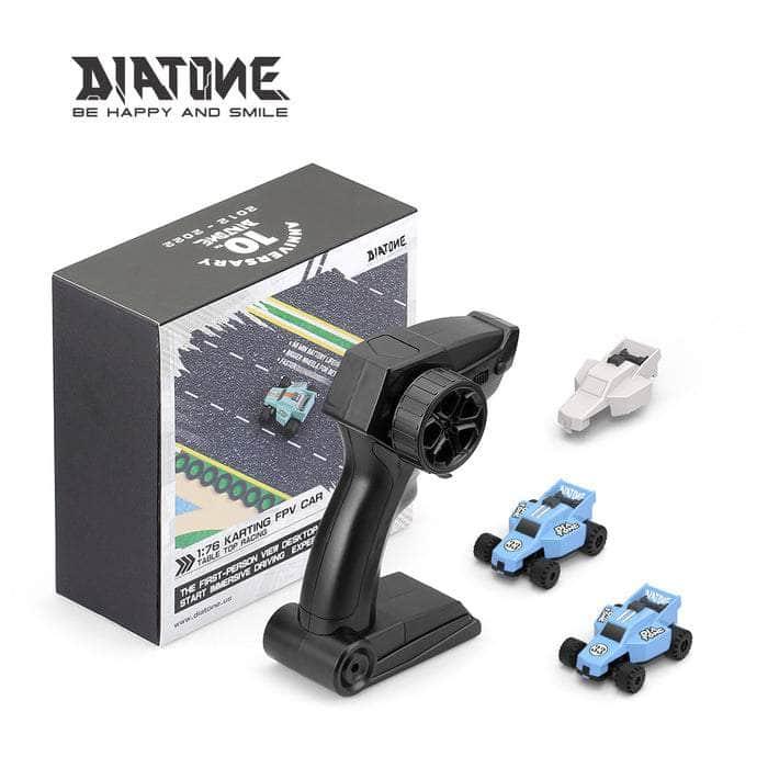 Diatone 1:76 Q33 Karting RC Racing Car Set - 60min Playtime, Ready-to-Run w/ 2 Cars, Extra Body, Transmitter & Charger (Blue) - Perfect for Indoor Racing, Kids Birthday Gifts & Family Fun Activities