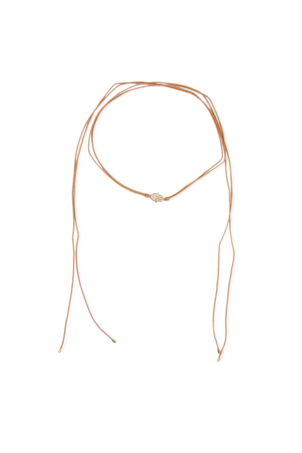 Hamsa Pendant Wrap Choker Necklace - Hand of Fatima Jewelry for Women, Boho Style Adjustable Choker - Perfect for Yoga, Meditation & Festival Fashion