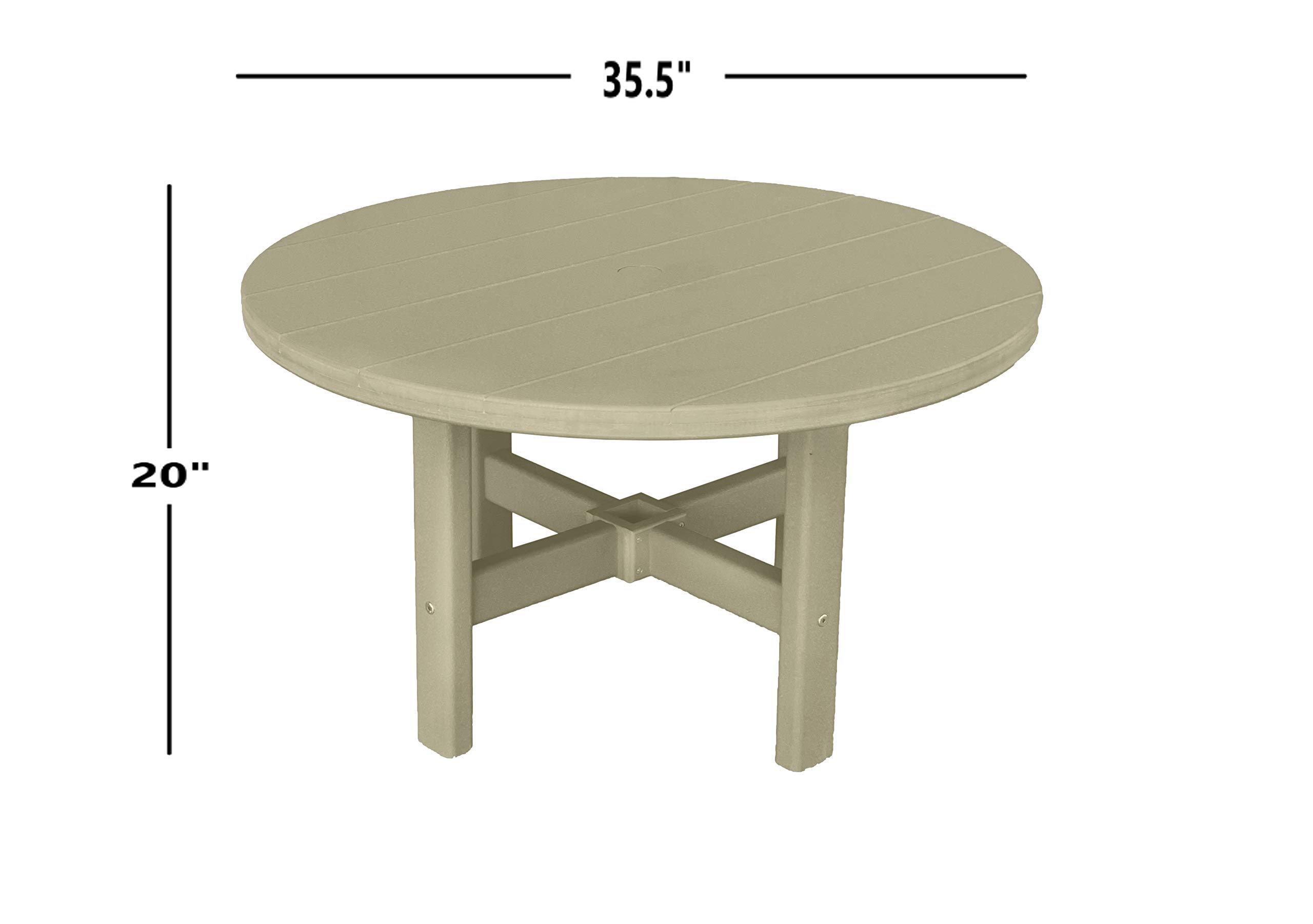 Phat Tommy Round Outdoor Coffee Table - Durable Poly Resin All-Weather Patio Furniture - Small Weatherproof Garden Table for Backyard, Poolside & Deck Use