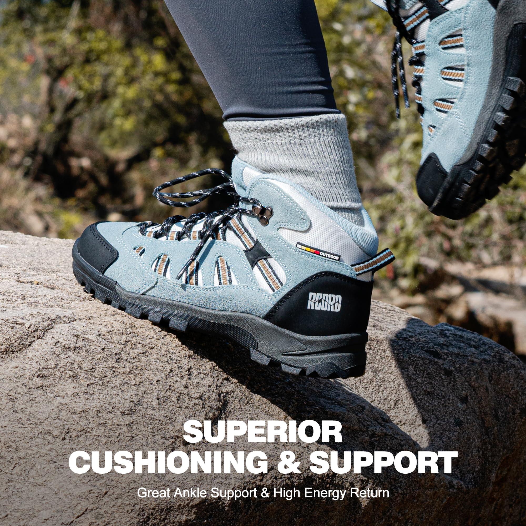 Waterproof Lightweight Hiking Boots for Women - Ankle Support, Breathable & Non-Slip Outdoor Backpacking Shoes - Perfect for Trail Hiking, Camping and Mountain Adventures