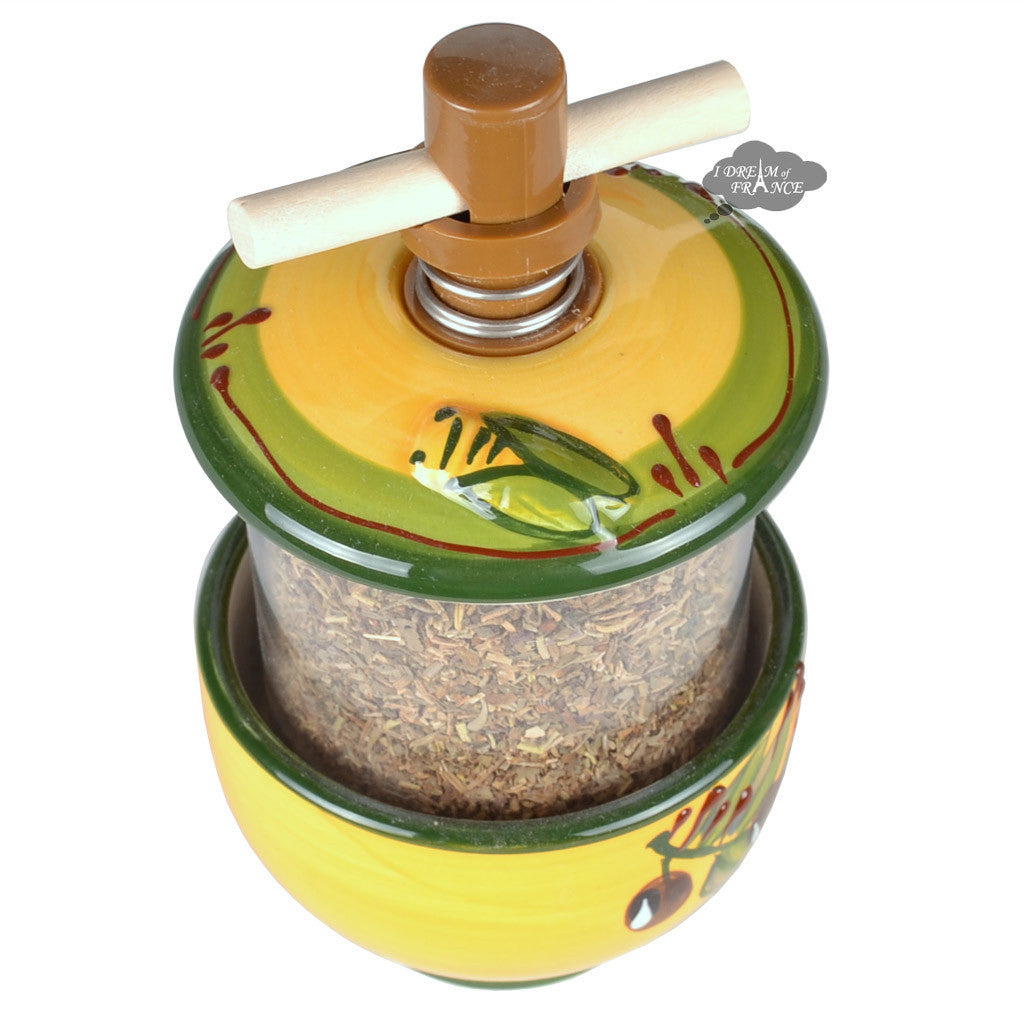 Premium Ceramic Herb Mill with Herbes de Provence - Perfect for Grinding Fresh Herbs, Spices & Green Olives - Ideal for Cooking, Baking & Gourmet Food Preparation