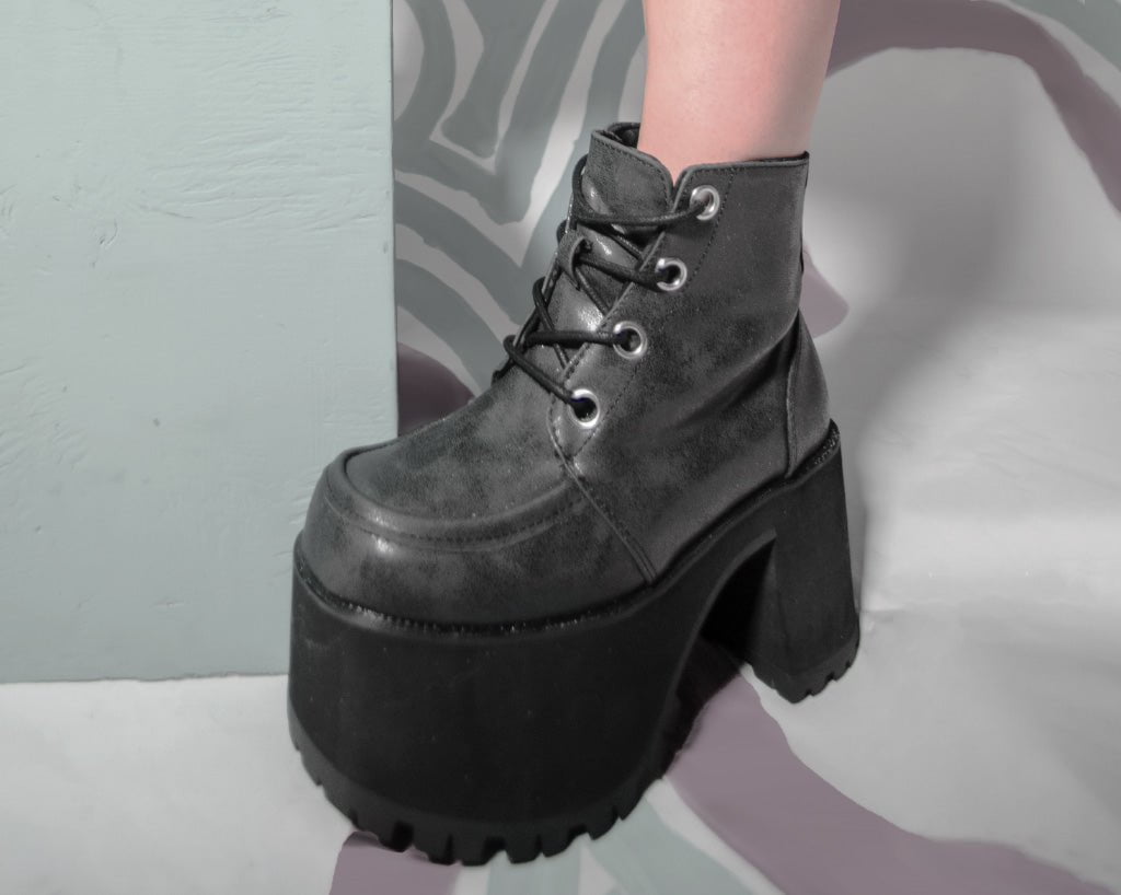 Vintage Distressed Ankle Boots for Women - Fashionable Nosebleed Heel Booties for Casual Wear & Night Out