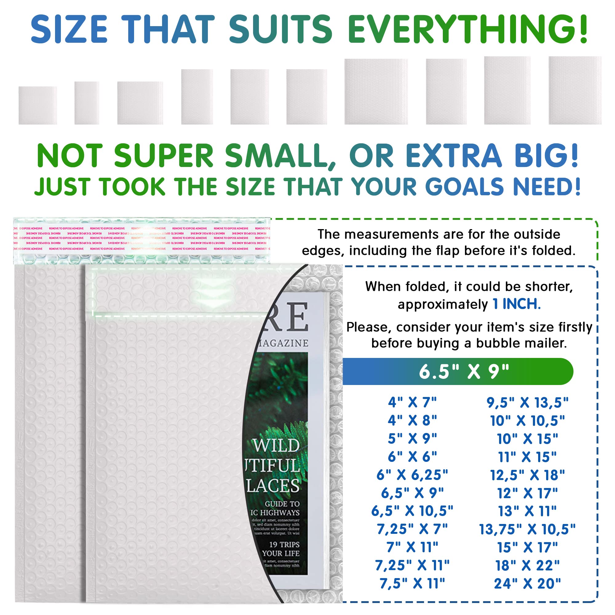 AMZ White Poly Bubble Mailers 6.5 x 9 Inches - Pack of 300 Padded Envelopes with Peel & Seal for Mailing, Shipping & Packaging | Perfect for Ecommerce, Small Business & Online Sellers