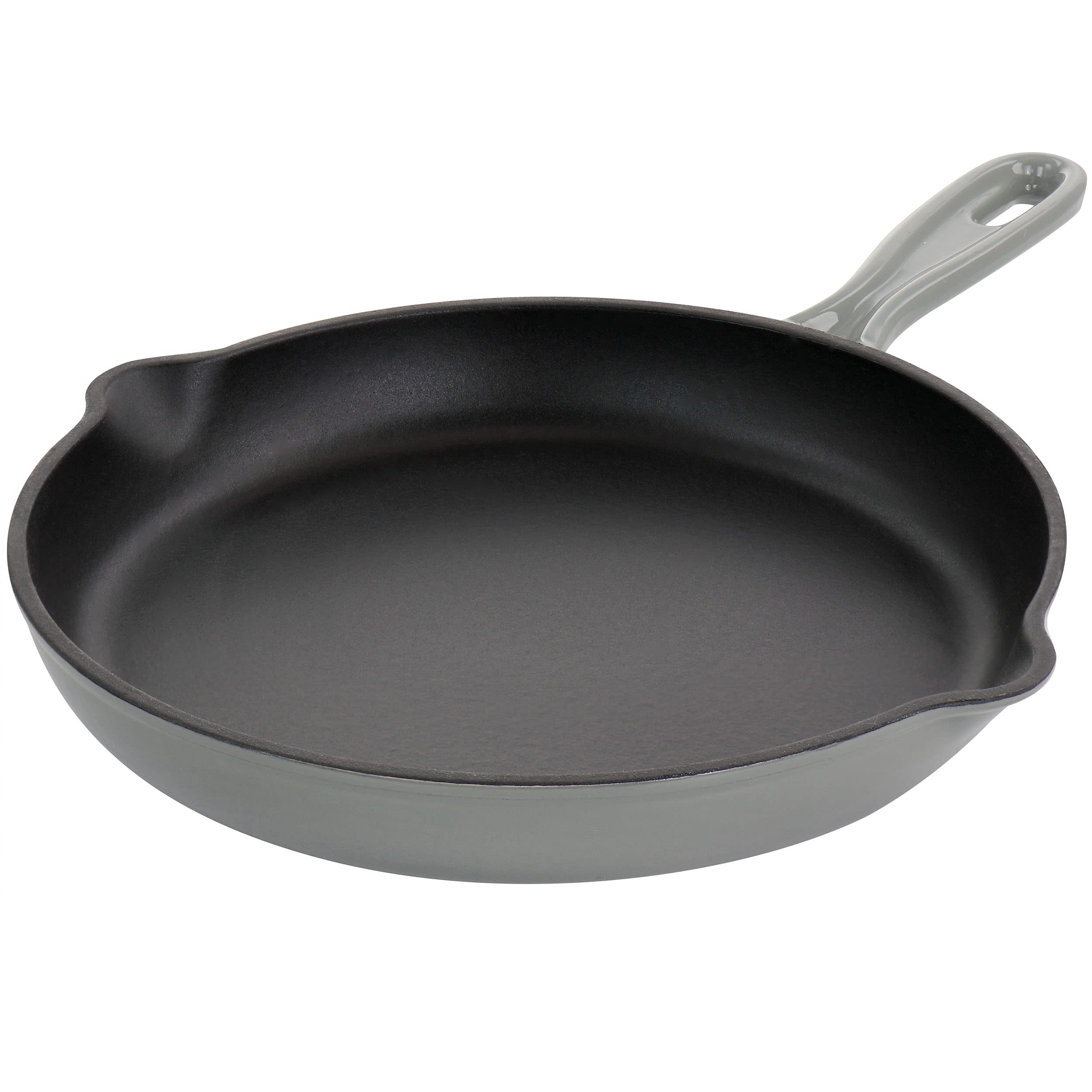MegaChef 10.25 Inch Round Enameled Cast Iron Skillet - Gray Dutch Oven for Baking, Roasting & Searing - Perfect for Stovetop, Oven & Camping Cooking