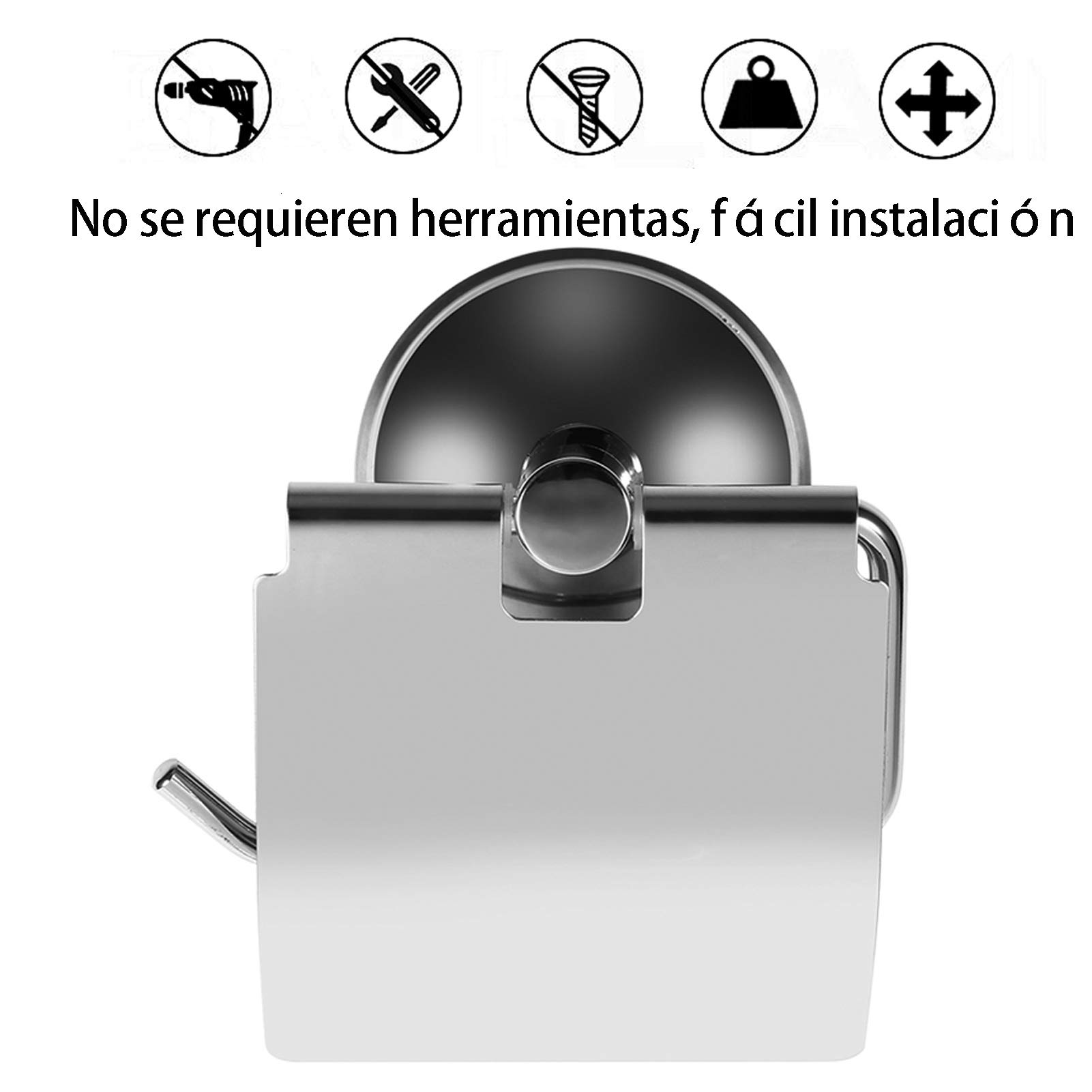 Stainless Steel Wall-Mounted Toilet Paper Holder with Strong Suction Cup - Bathroom Tissue Roll Dispenser for Home, RV & Office Use