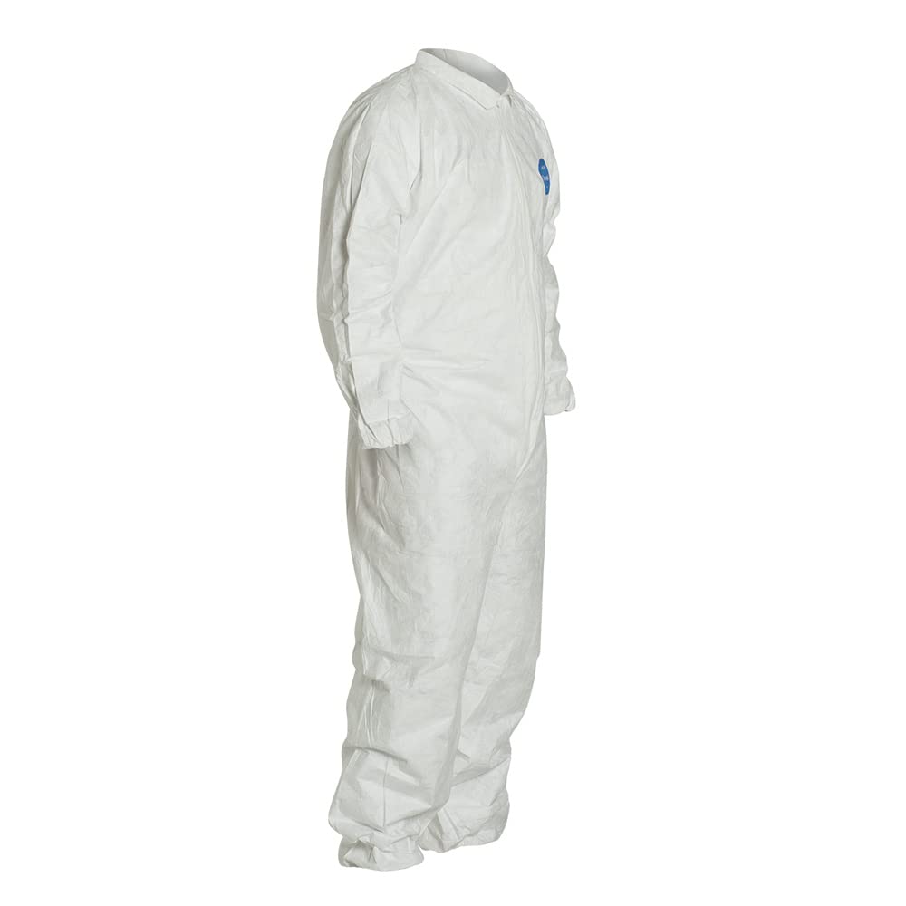 DuPont TY125SWH4X002500 Tyvek 400 TY125S Disposable Protective Coverall with Elastic Cuffs - White, 4X-Large (25-Pack) | Chemical & Biohazard Protection for Healthcare, Construction & Industrial Safety
