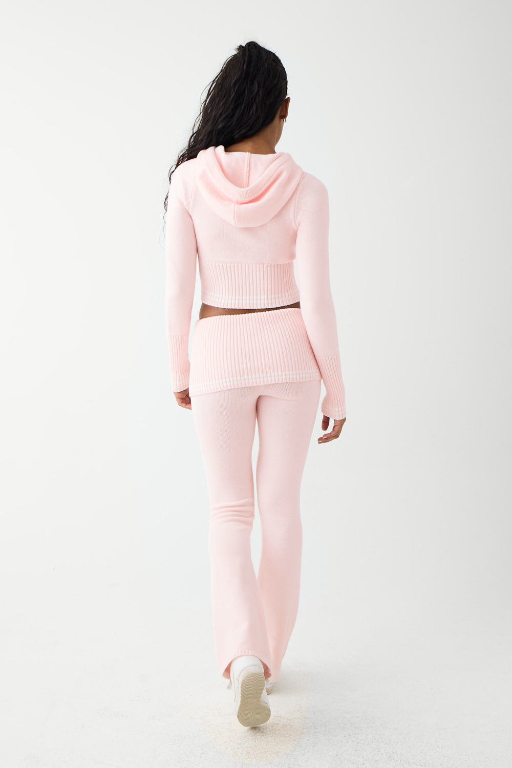 Aimee Women's Cloud Knit Flare Pants - Soft Stretchy High Waist Yoga Pants in Rosebud Pink | Perfect for Yoga, Lounge & Casual Wear