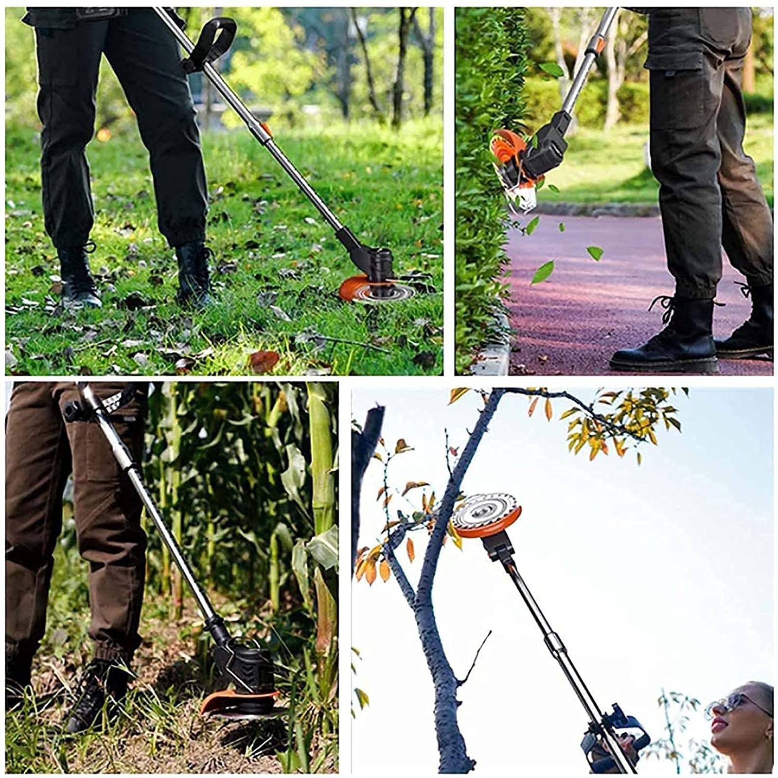 24V Cordless Electric Grass Trimmer & Lawn Edger - 2 Batteries Included with Replaceable Blade - Lightweight Brush Cutter for Lawn Care, Garden Trimming & Yard Maintenance