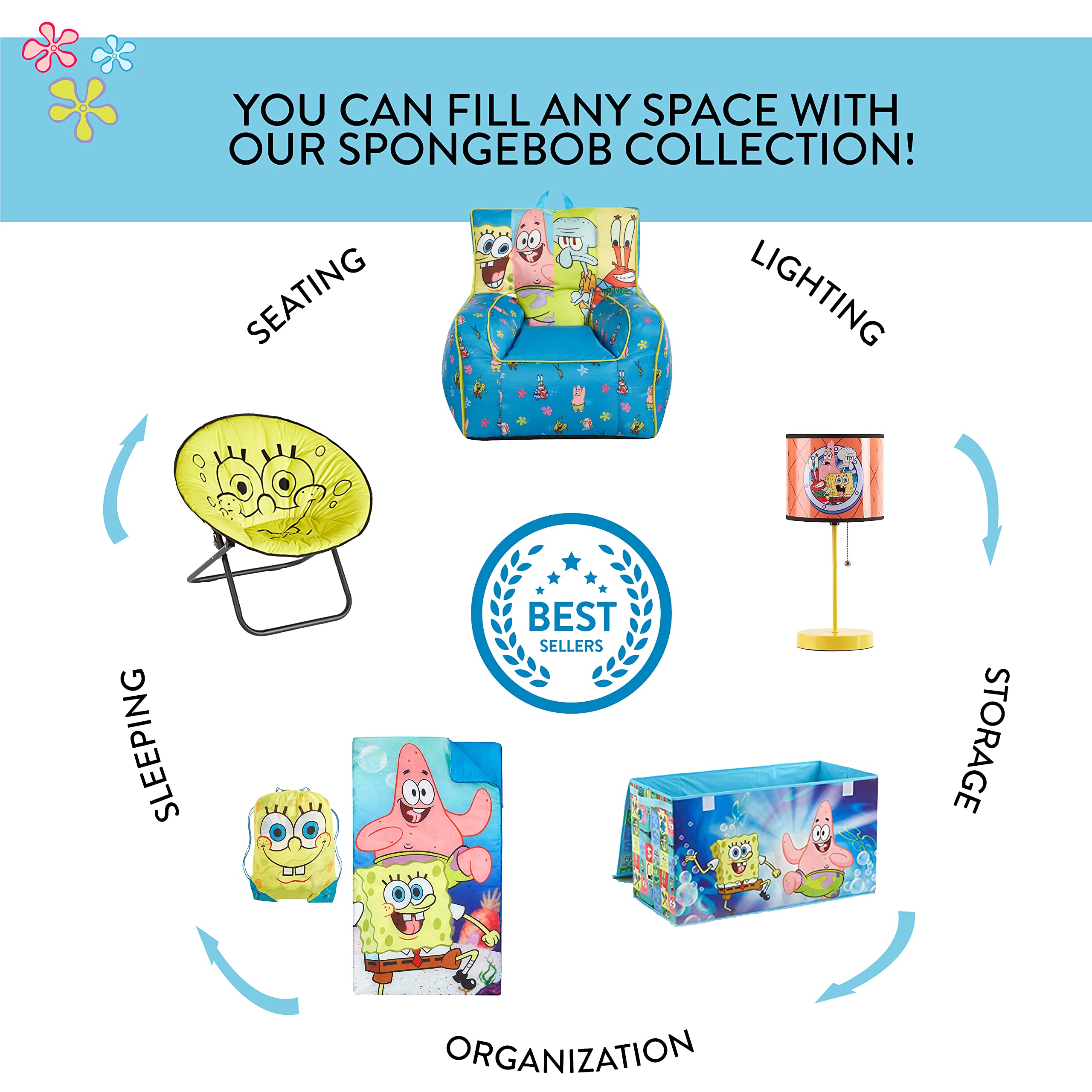 Nickelodeon SpongeBob SquarePants Adjustable Swivel Mesh Rolling Office Chair - Ergonomic Desk Chair for Kids, Teens & Adults - Perfect for Gaming, Studying & Home Office Workspace