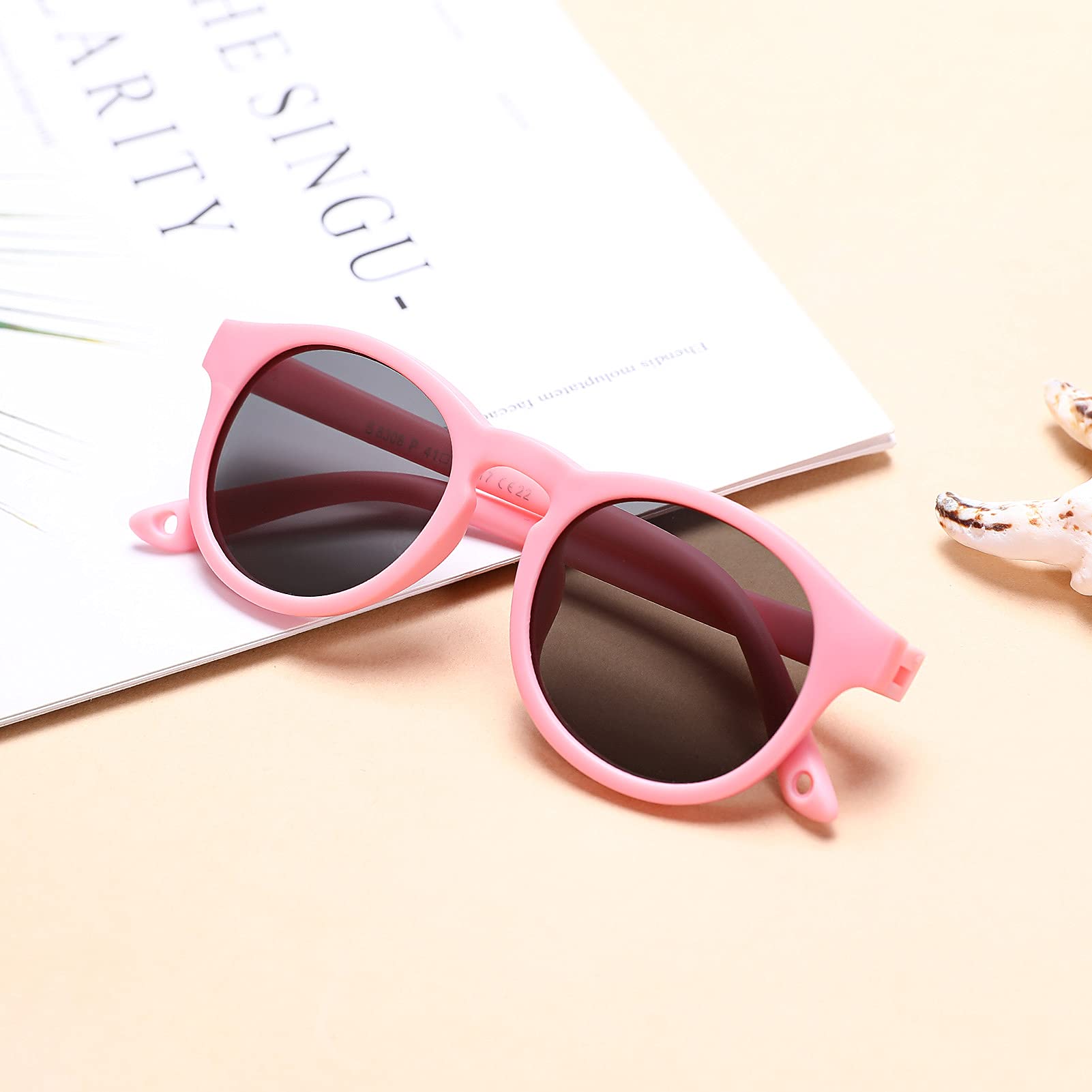 COASION Baby Sunglasses for 0-2 Years - UV400 Polarized Infant Shades with Adjustable Strap, Soft Flexible Frame - Perfect for Beach, Park & Outdoor Activities