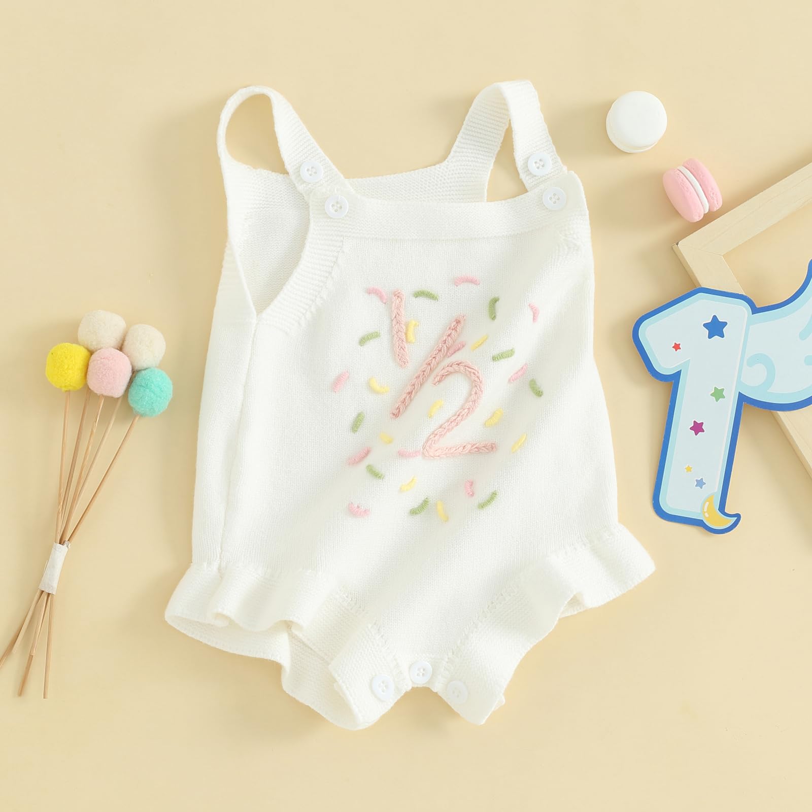 Adorable Infant Baby Girl Sleeveless Knit Romper - 6M & 12M Birthday Outfit | Cute Summer Clothes for Newborns & Toddlers | Perfect for Parties, Photo Shoots & Playtime