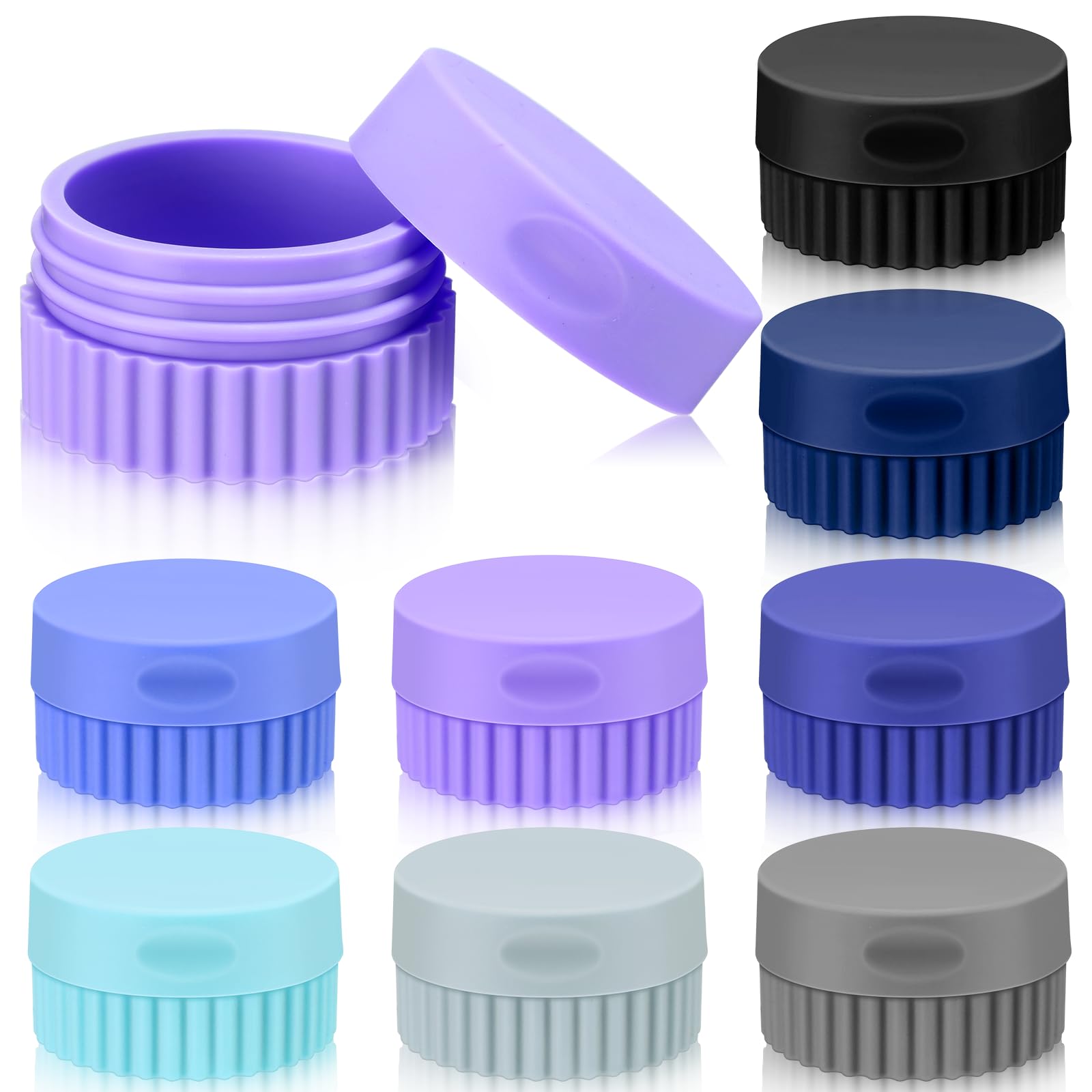 8-Piece Small Silicone Cream Jars with Lids (0.7oz/20ml) - Leakproof Travel Containers for Toiletries, Mini Refillable Cosmetic Jars for Moisturizer, Makeup, Face & Body Care - Perfect for Travel, Gym & Home Use (Stylish Colors)