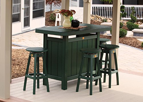 LuxCraft Recycled Plastic Swivel Bar Stool with Footrest - Weatherwood Finish Outdoor Barstool | Durable Patio, Deck & Garden Furniture for Backyard, Poolside & Outdoor Entertaining | Perfect for BBQs, Parties & Relaxing
