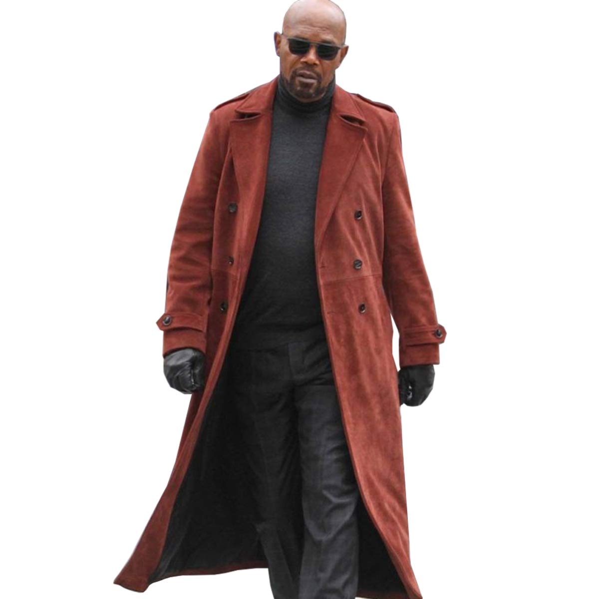 Men's Red Suede Leather Trench Coat - John Shaf Samuel Style | Premium Winter Outerwear for Business & Formal Occasions