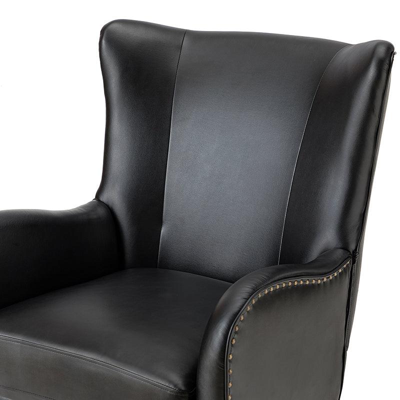 Stylish Shepherd Wingback Vegan Leather Armchair - Modern PU Leather Accent Chair for Living Room, Bedroom & Office - Comfortable Mid-Century Design with Optional Types