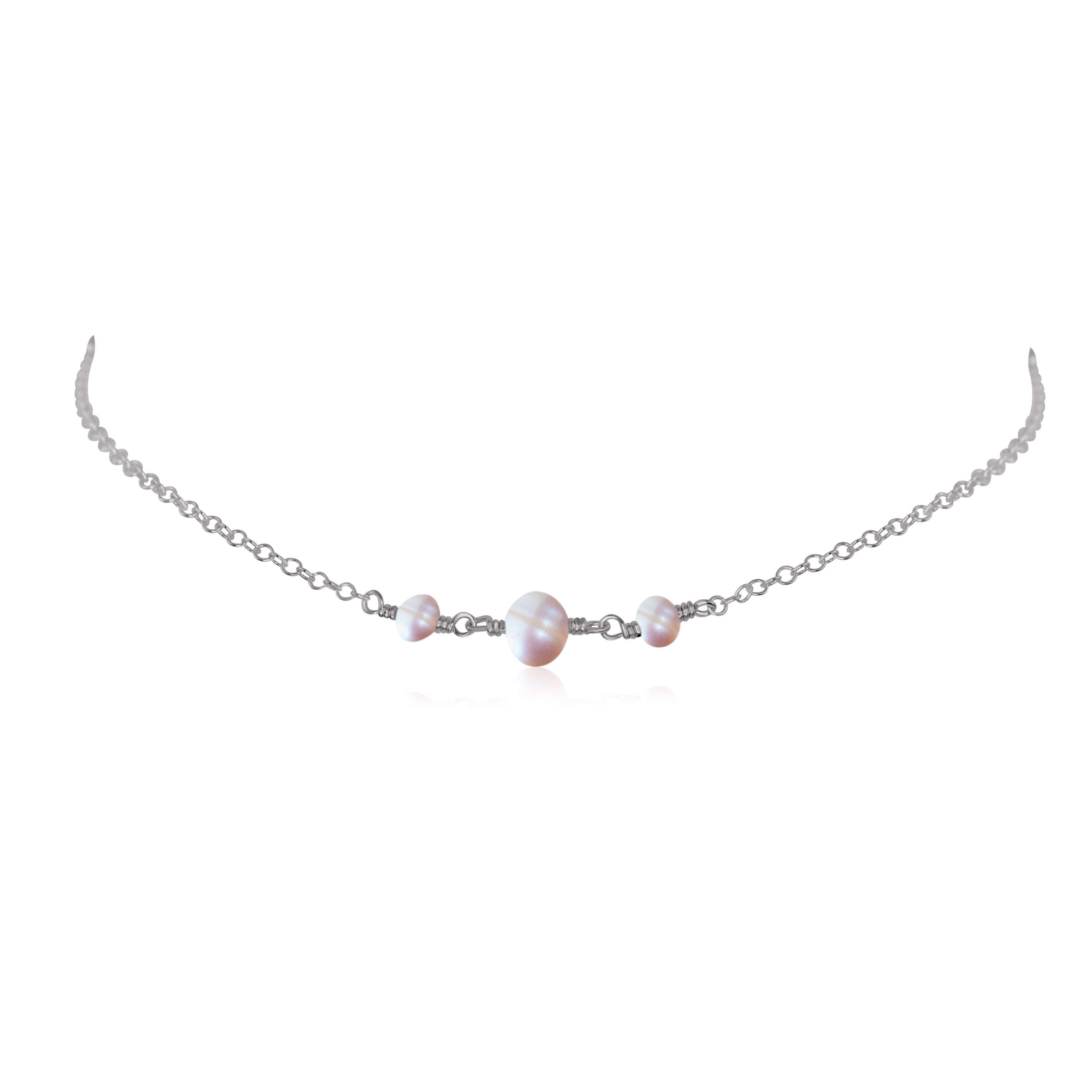 Elegant White Freshwater Pearl Beaded Choker Necklace for Women - Perfect for Weddings, Parties & Special Occasions