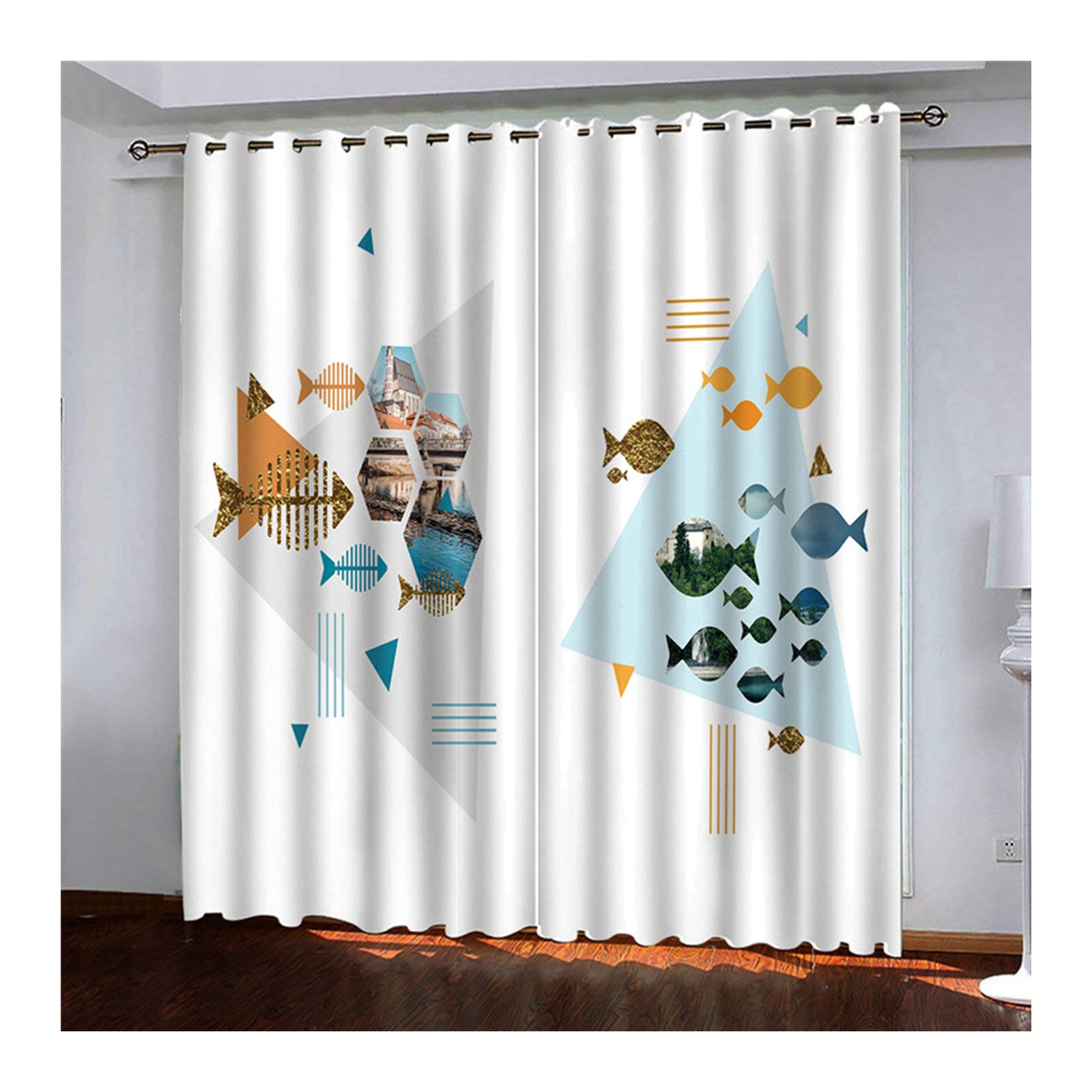 MoAndy Thermal Insulated Blackout Curtains for Bedroom - Set of 2 Panels (42x96 Inch) White Window Drapes - Noise Reducing & Energy Saving Home Decor - Perfect for Bedrooms, Living Rooms & Home Theater