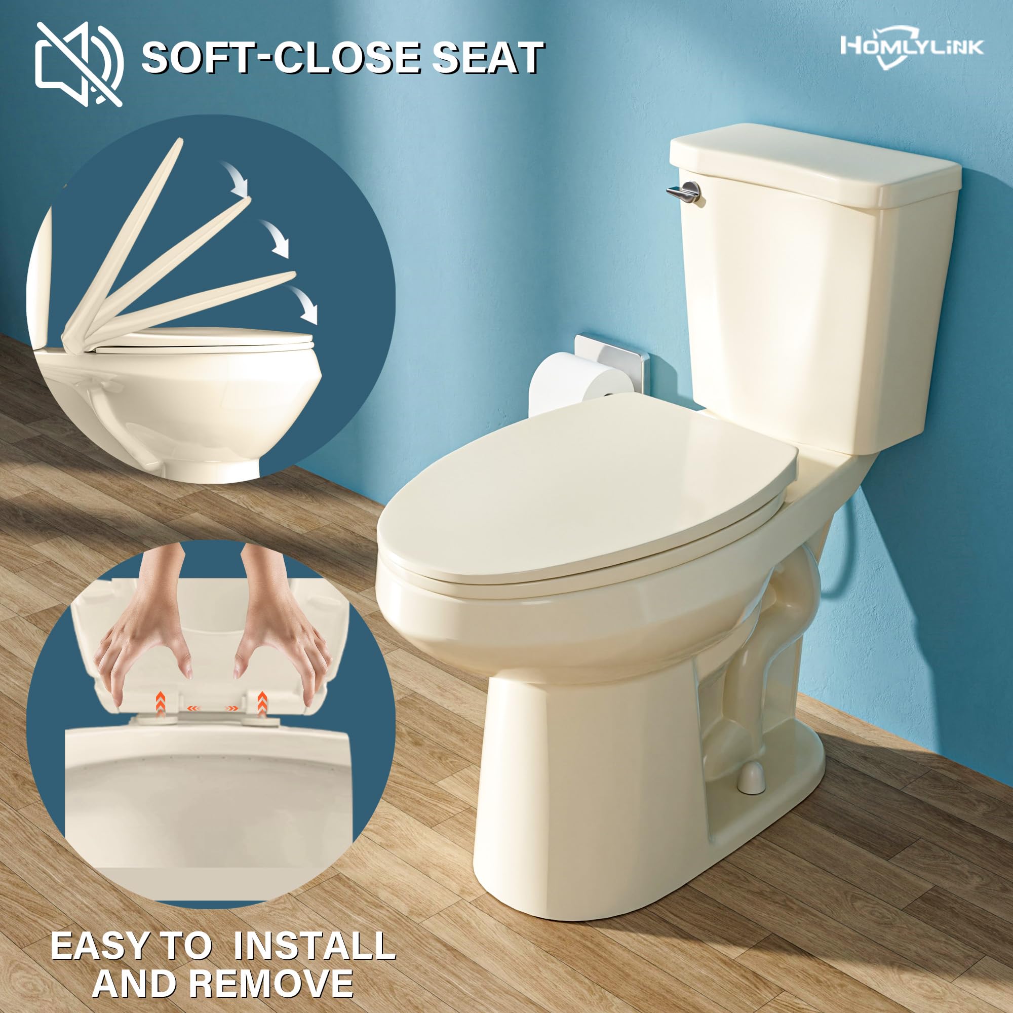 19 Inch Tall Toilet for Seniors & ADA Compliance - Elongated Comfort Height Bowl (19