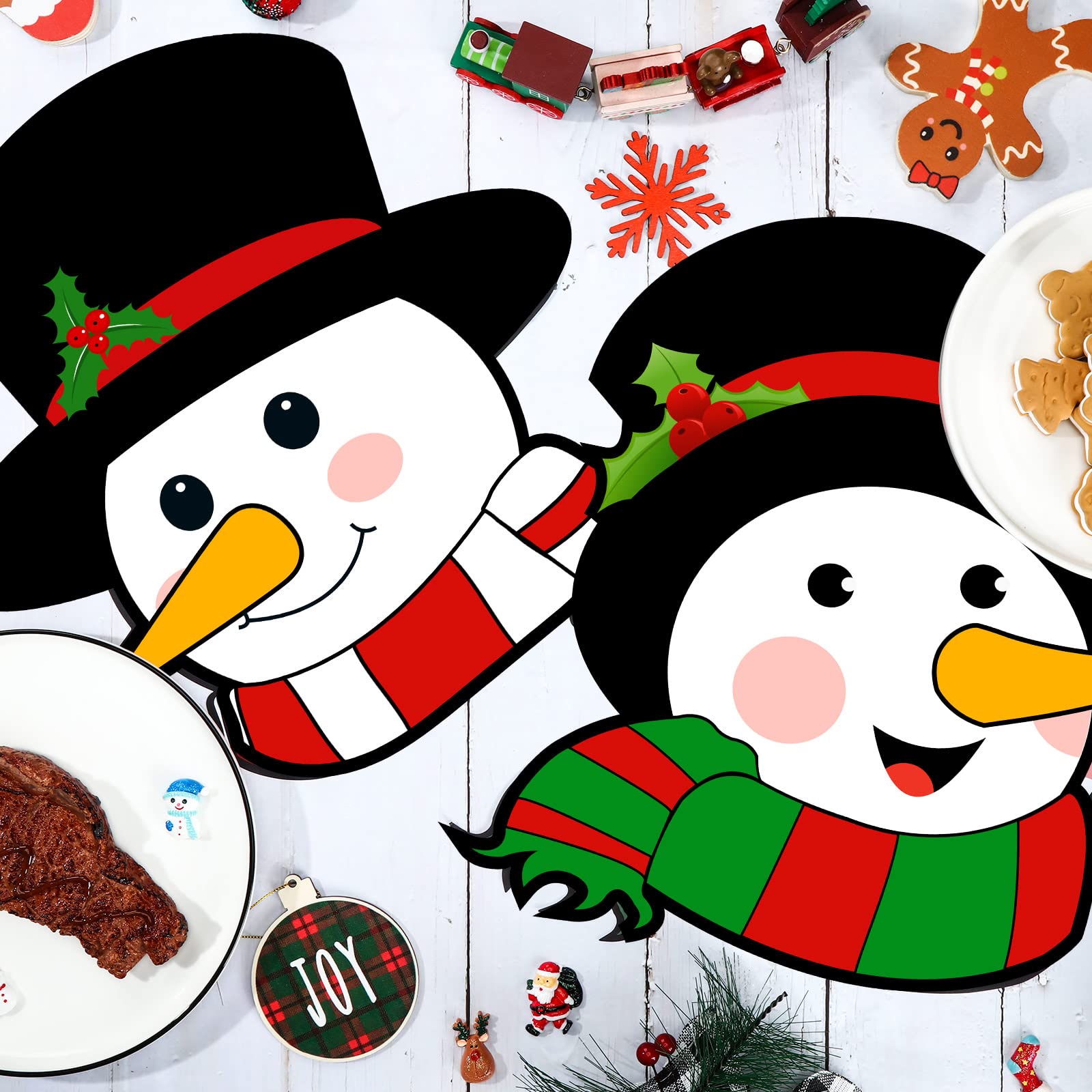 36-Piece Christmas Table Placemats Set - Festive Poinsettia & Snowman Design for Holiday Dining Decor (13x13 Inch) - Perfect for Christmas Parties, Family Gatherings & Winter Table Settings