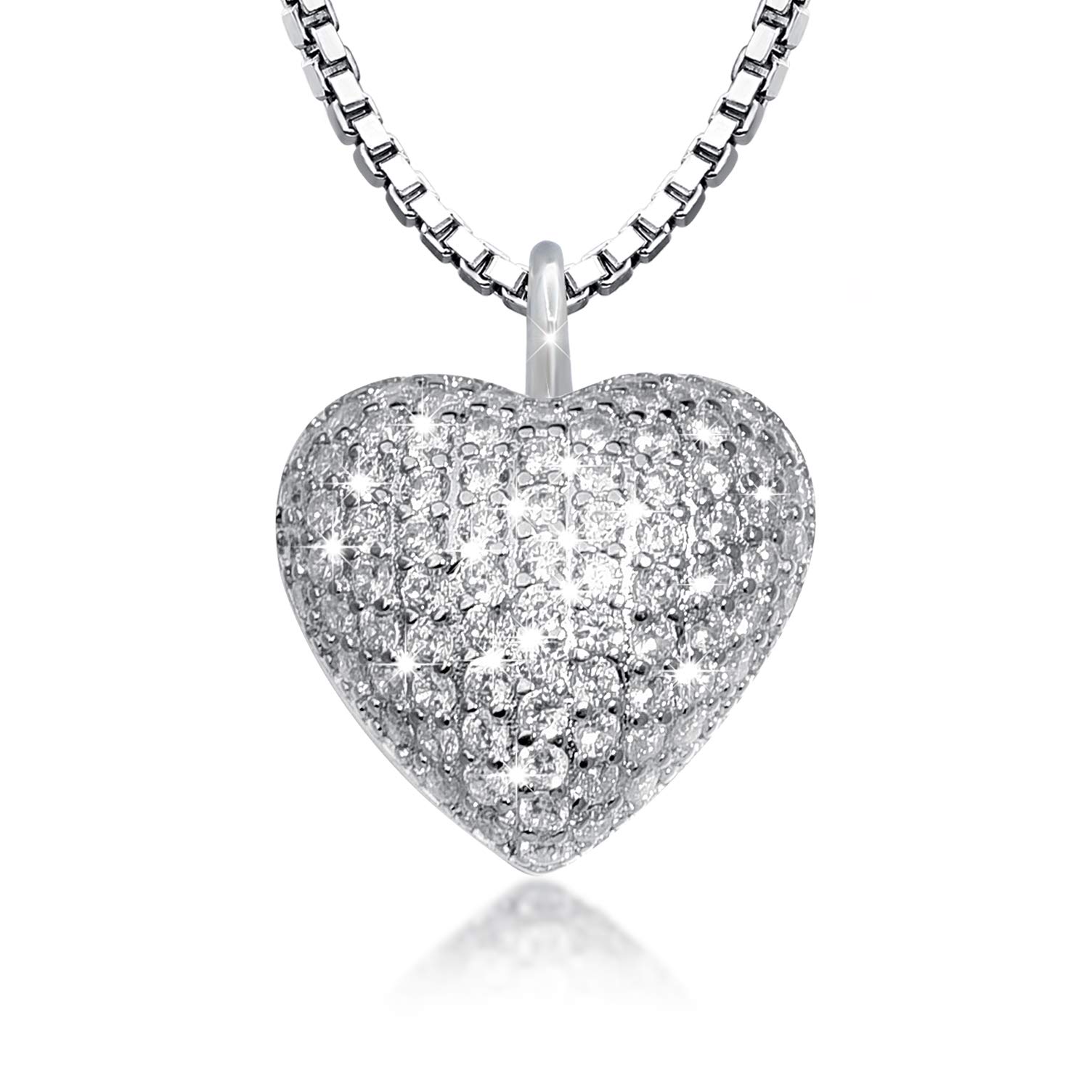925 Sterling Silver Cremation Necklace with CZ Heart Urn Pendant - Memorial Jewelry for Ashes of Loved Ones & Pets - Thoughtful Sympathy Gift for Women - Perfect for Funerals, Memorial Services & Keeping Memories Close