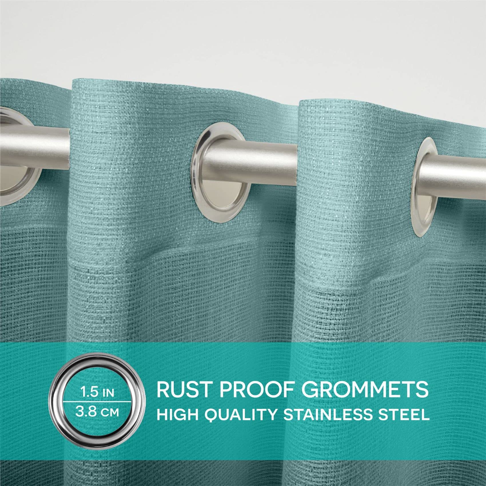 Exclusive Miami Semi-Sheer Textured Grommet Top Curtain Panels - Pair of 54