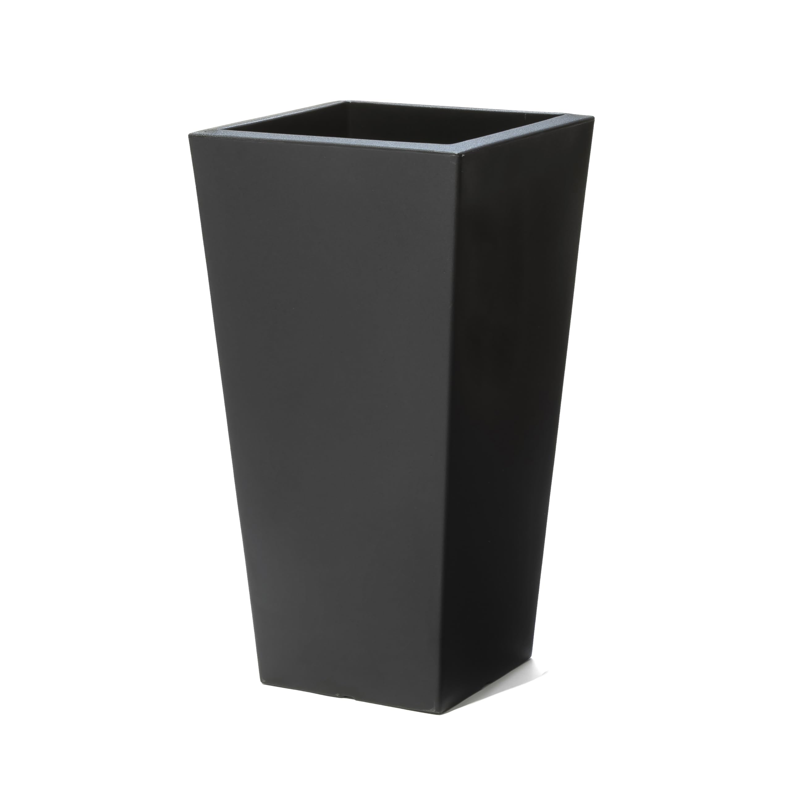Step2 Tremont Tall Square Tapered Planter - Large Outdoor Planters for Gardening, Flowers & Patio Decor - Durable Plastic with Efficient Drainage (Onyx Black, 1-Pack) - Perfect for Porch, Deck or Backyard Landscaping