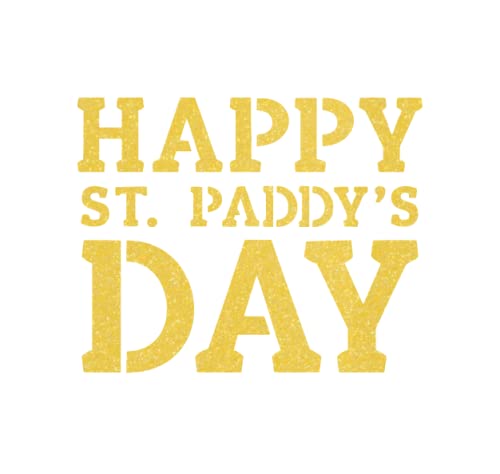 Happy St. Patrick's Day Iron On Decal - Glitter Shamrock T-Shirt Transfer Patch for DIY Apparel (Sugar Lemon Glitter) | Perfect for St. Paddy's Day Shirts, Hats & DIY Crafts