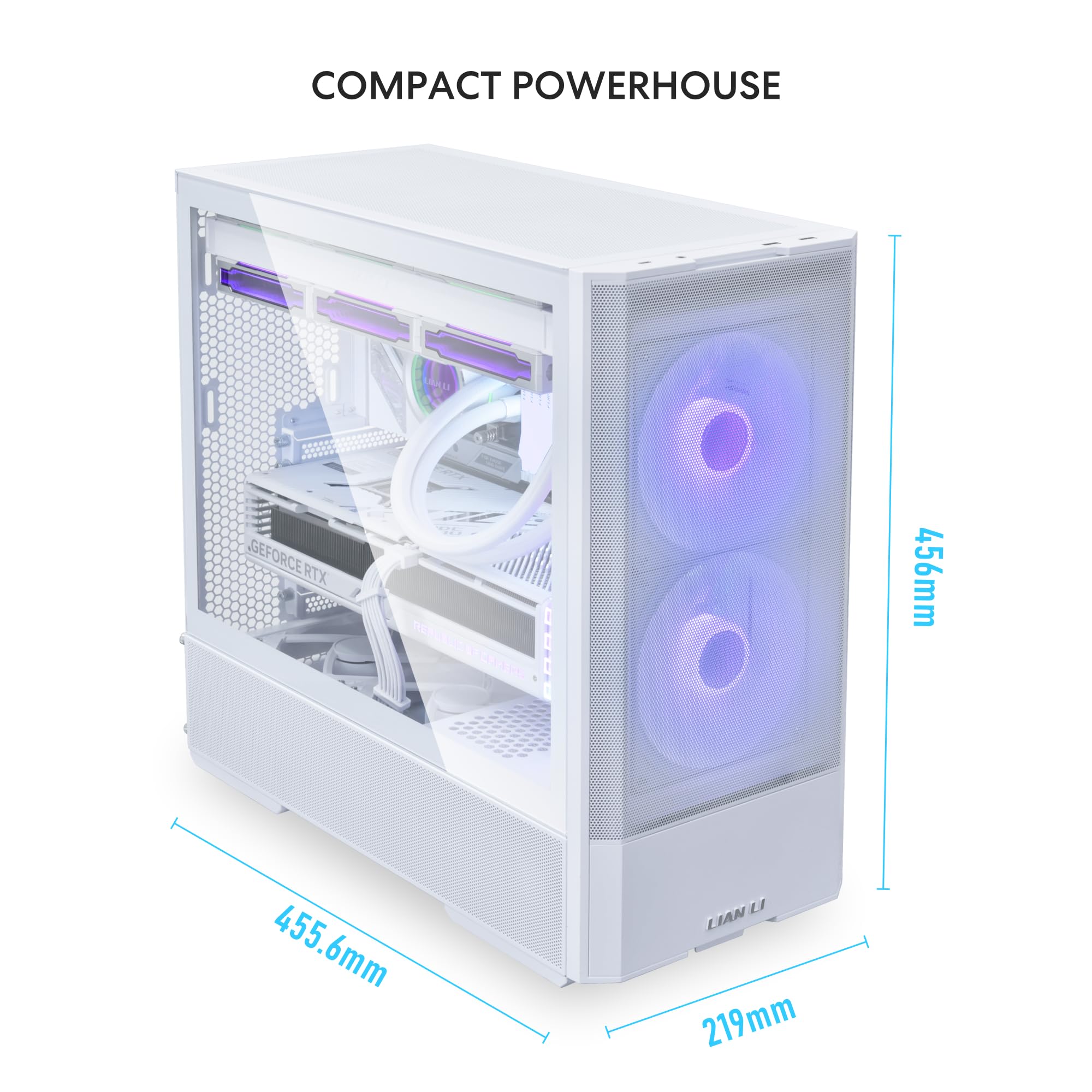 LIAN LI LANCOOL 207 Compact ATX RGB Gaming PC Case - Airflow Optimized Mesh Design with 2x140mm ARGB & 2x120mm PWM Fans, USB Type-C, Tempered Glass Side Panel (White) - Perfect for Gaming Rigs and High-Performance PC Builds