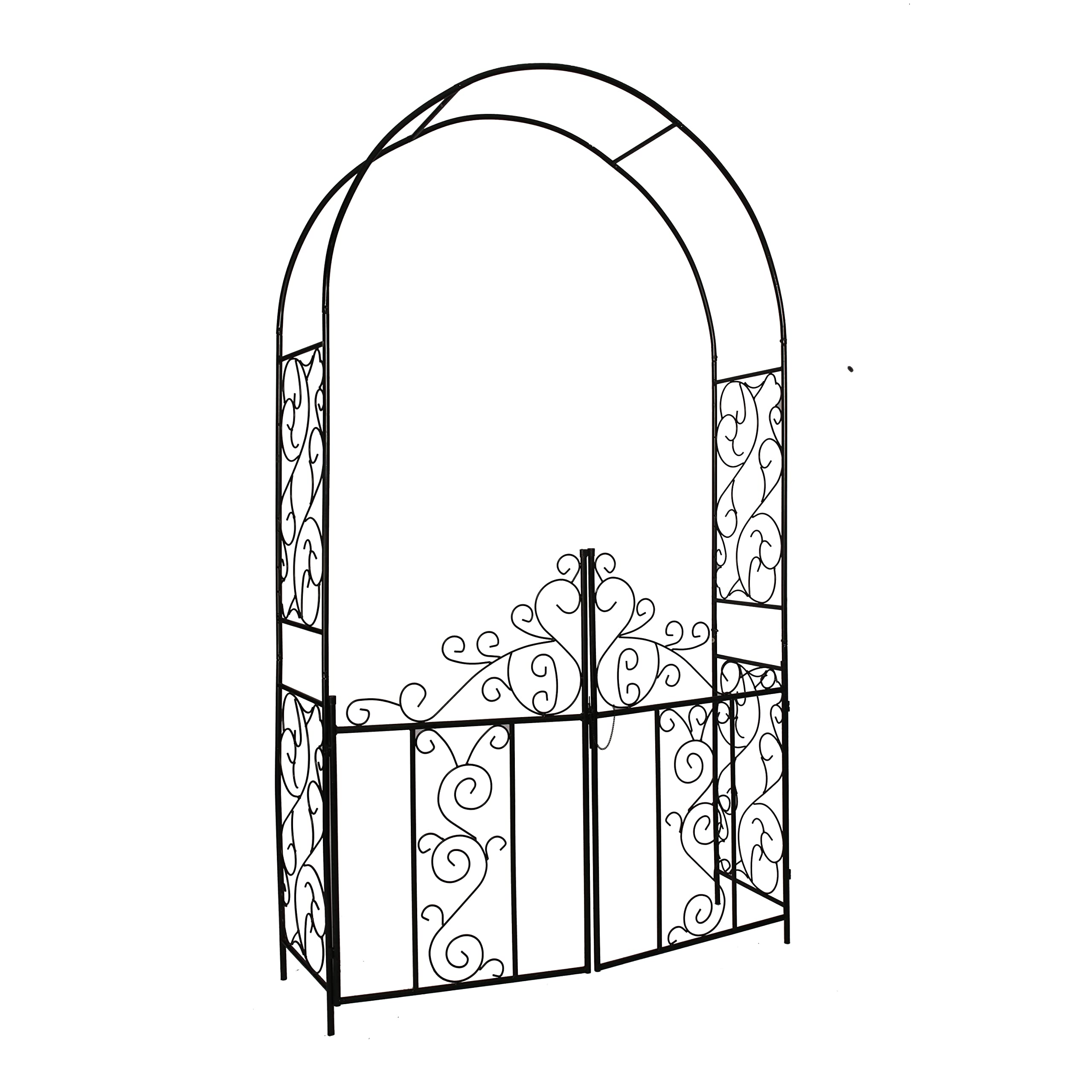 7.5 ft Tall x 4.2 ft Wide Steel Garden Arch with Gate - Rust-Resistant Outdoor Arbor for Climbing Roses, Ivy & Vines - Perfect for Backyard, Lawn & Wedding Decorations