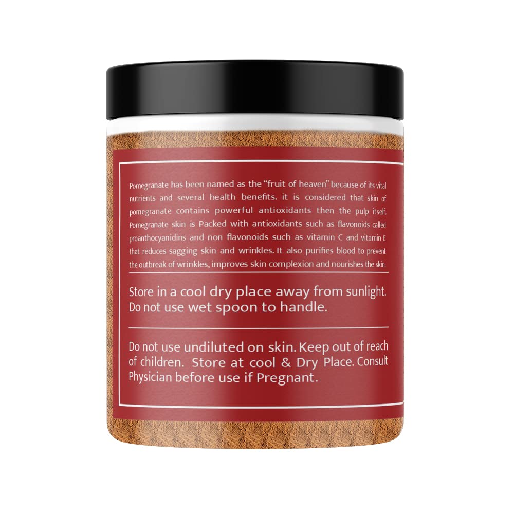 OYL Natural Pomegranate Peel Powder (Anar Powder) - 100% Pure & Chemical Free for Skin Brightening, Acne Treatment, Wrinkle Reduction & Hair Care - 100g | DIY Face Masks, Hair Growth & Natural Beauty Solutions