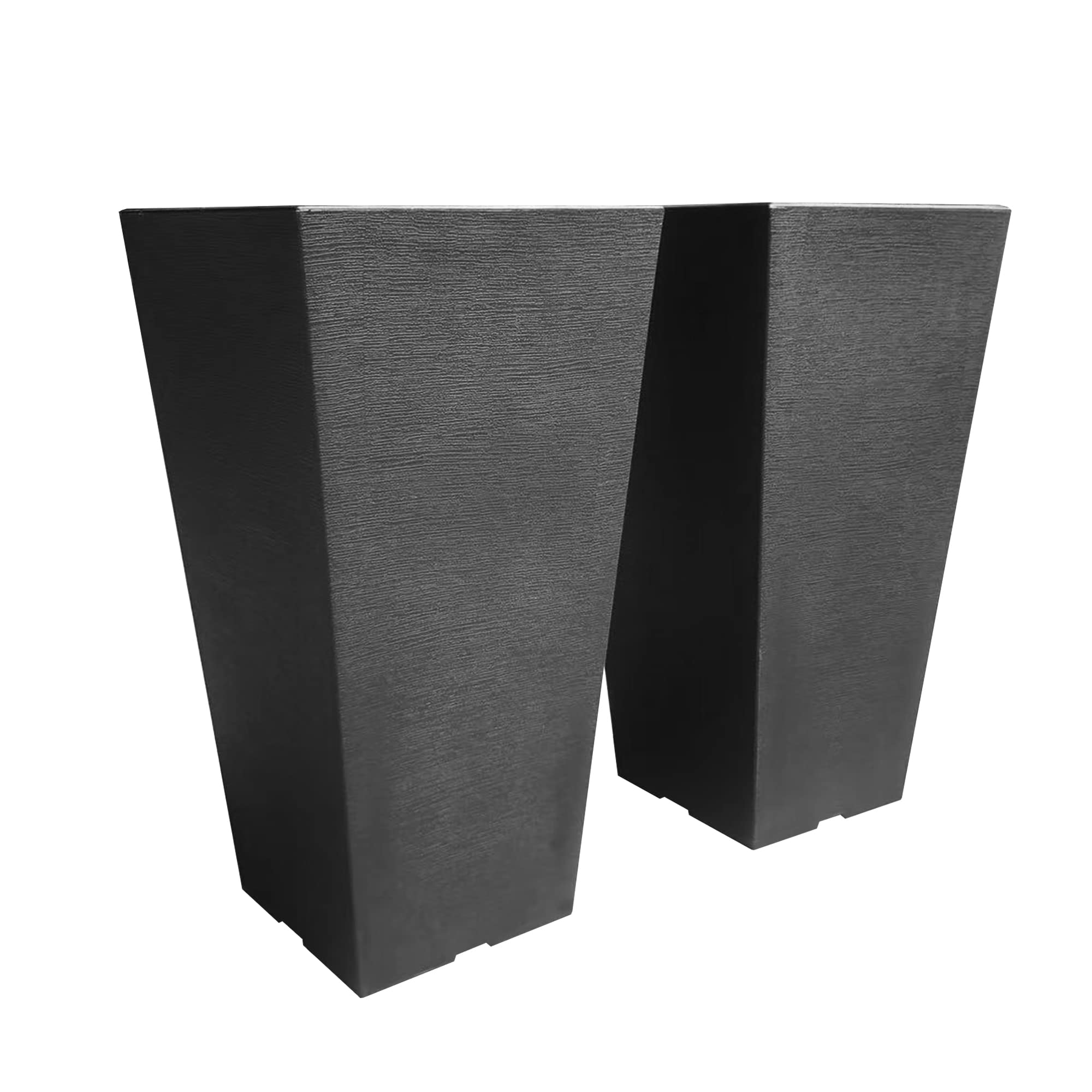 Kante 22 Inch Tall Planter Set of 2 - Large Tapered Flower Pots for Indoor & Outdoor Use, Garden, Patio, Front Door Decor (Black) | Perfect for Home, Office, and Commercial Spaces