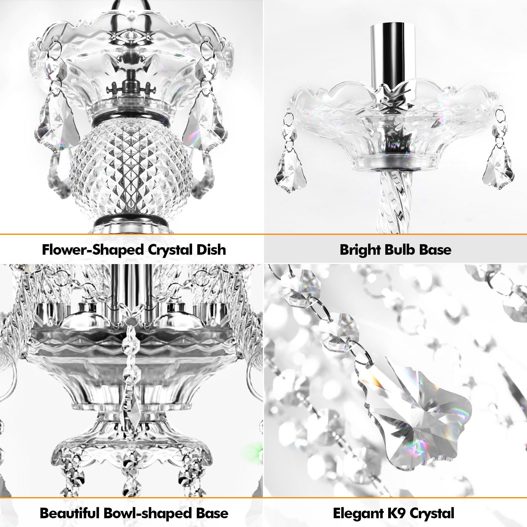 Modern Crystal Chandelier Ceiling Light Fixture - 10-Light E12 Base Pendant Lamp for Living Room, Dining Room, Bedroom, Hallway | Elegant Lighting for Home, Hotel, Restaurant & Bar Decor