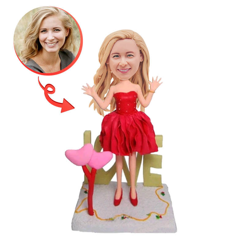Custom Bobblehead Doll - Personalized Girl Dress Bobblehead Figurine - Perfect for Birthdays, Gifts, and Home Decor