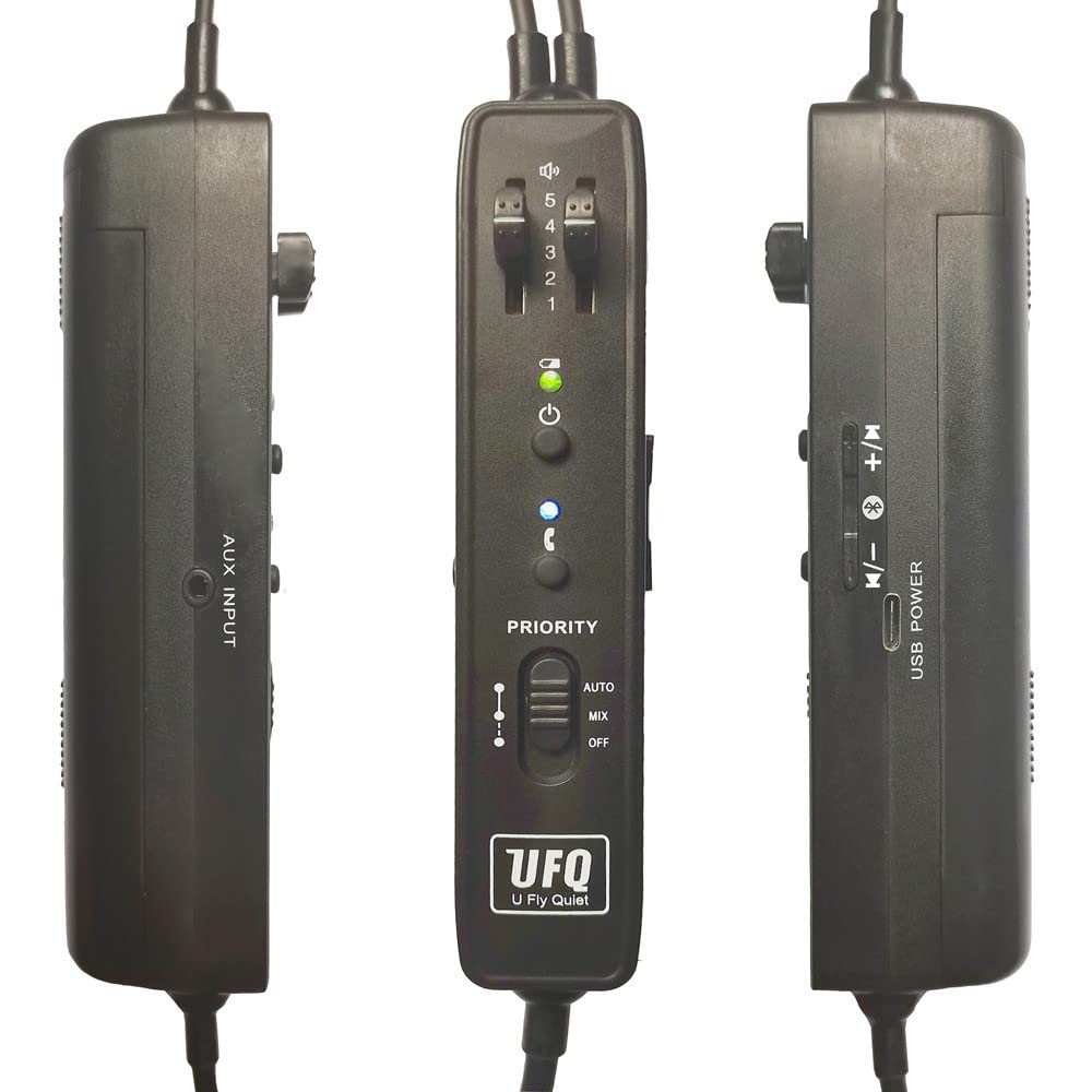 UFQ BT A28 Deluxe Gray Bluetooth Aviation Headset with ANR - Premium Pilot Headset with Clear Communication, BT5.3 & Voice Prompts | Perfect for Flight Training, Cockpit Communication & Air Travel