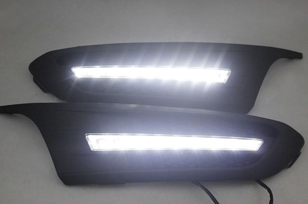 iJDMTOY Xenon White LED Daytime Running Lights - Compatible with 2011-2014 Volkswagen MK6 Jetta, OEM Fit DRL Bezel with 9 High-Power LEDs - Perfect for Enhanced Visibility & Style in Daytime Driving