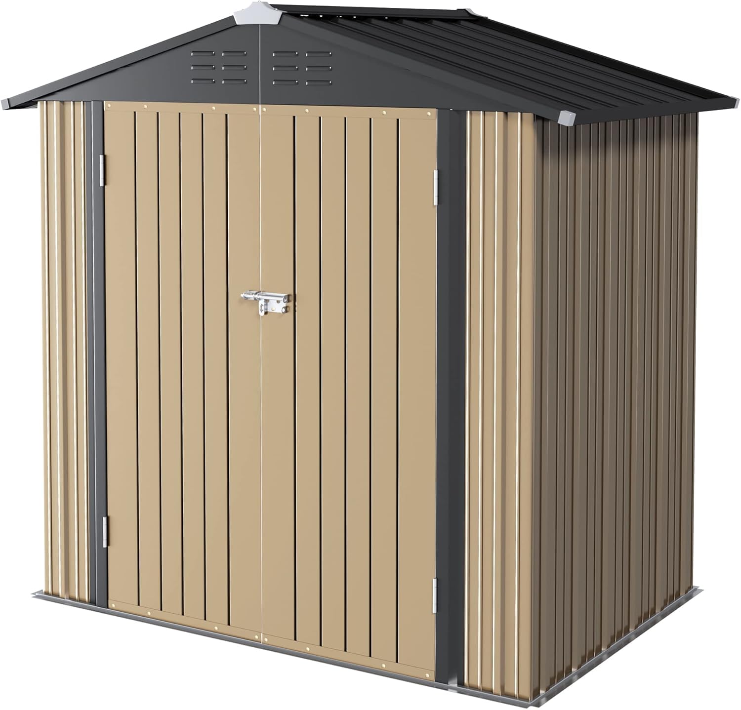 **Furniwell 6x4 FT Outdoor Metal Storage Shed - Brown Garden Shed with Lockable Door for Backyard, Patio & Lawn - Perfect for Storing Tools, Equipment & Seasonal Items**