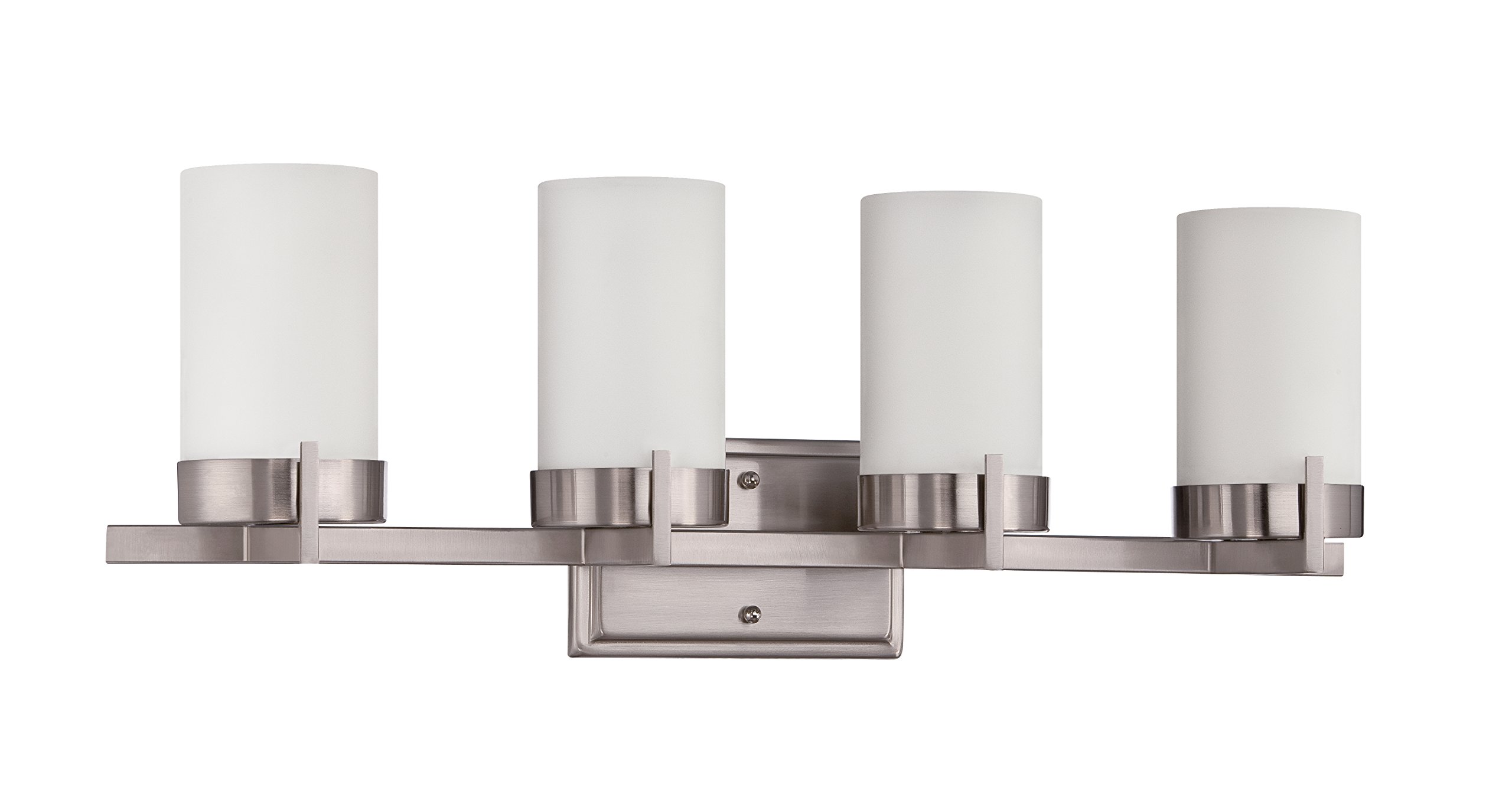 Luminance F2864-80 Modern 4-Light Vanity Mirror Fixture - Satin Nickel Finish Bathroom Lighting for Makeup & Grooming