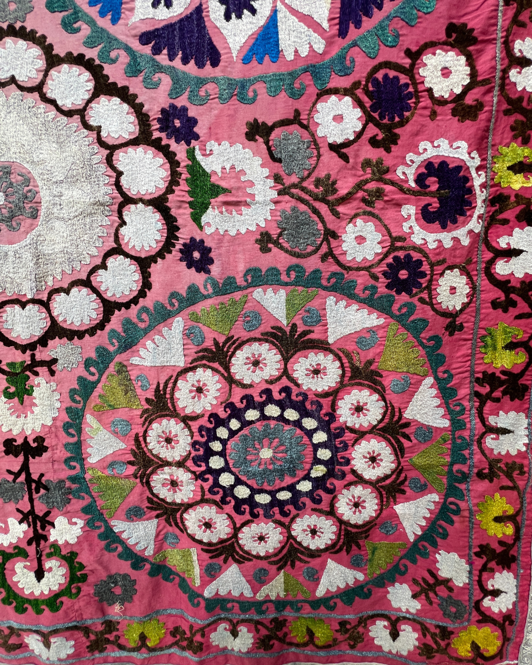 Extra Large Suzani 08 - Handmade Turkish Cotton Throw Blanket for Sofa, Bed & Home Decor | Perfect for Boho Chic, Farmhouse & Cozy Living Room Style