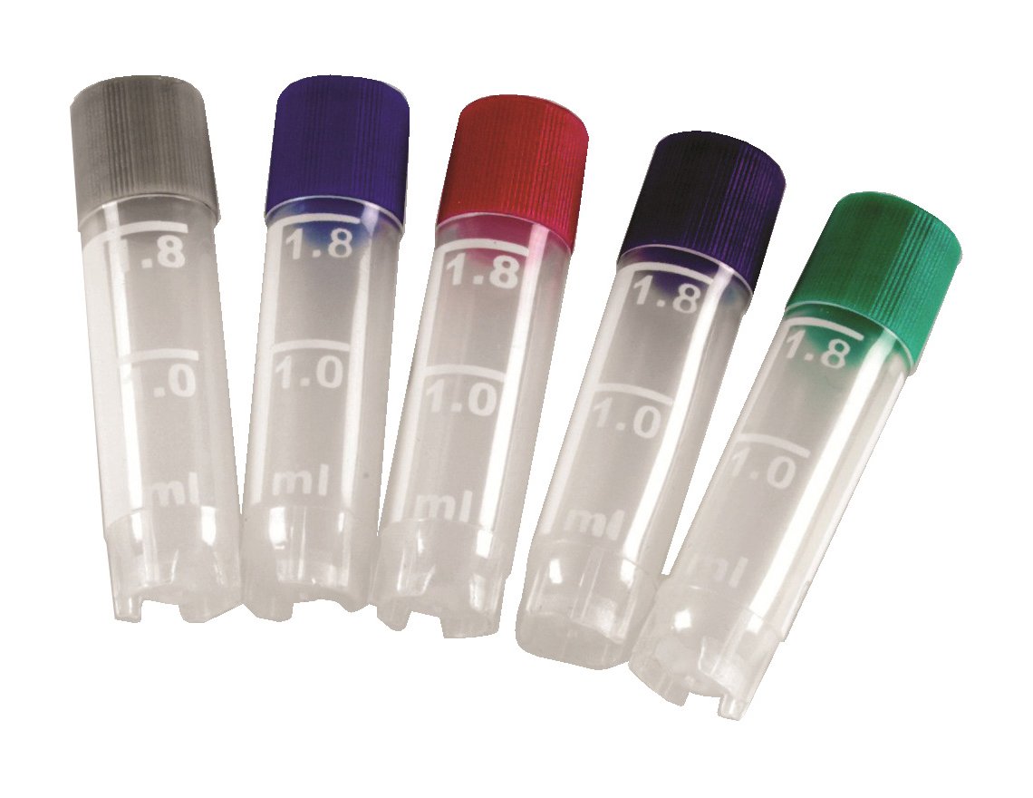 Heathrow HS23202A 2mL Cryogenic Sample Vials with Assorted Color Lids - Pack of 500 | Lab-Grade Freezer Tubes for Biological Sample Storage, DNA/RNA Preservation & Scientific Research