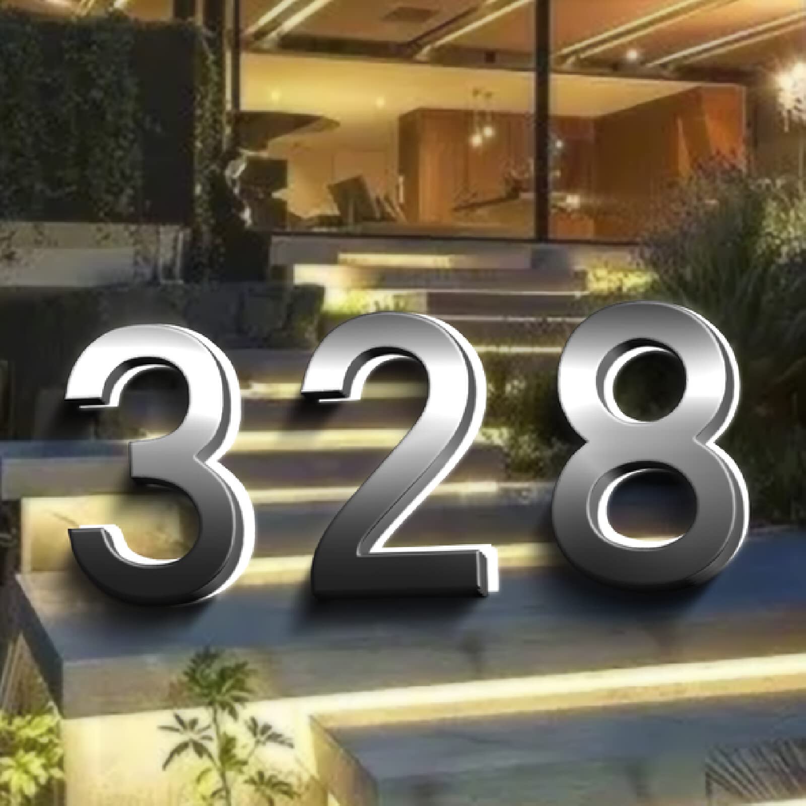 LED Backlit Lighted House Numbers - Modern Outdoor Address Plaque for Enhanced Curb Appeal & Night Visibility - Perfect for Homes, Apartments, and Mailbox Identification