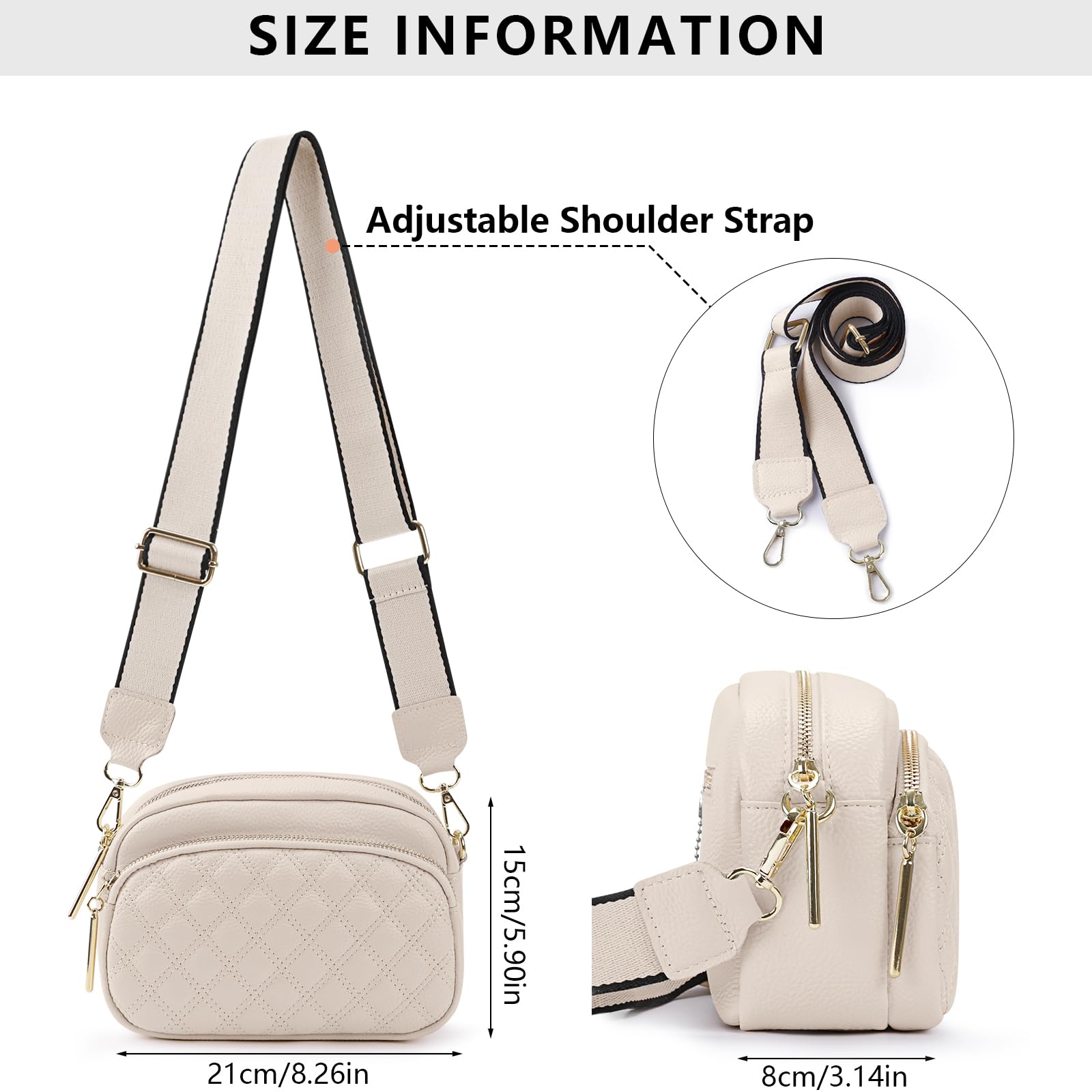 DKIIL NOIYB Genuine Leather Camera Crossbody Bag for Women - Adjustable Wide Strap Handbag Purse for DSLR & Mirrorless Cameras | Perfect for Travel, Photography & Everyday Use