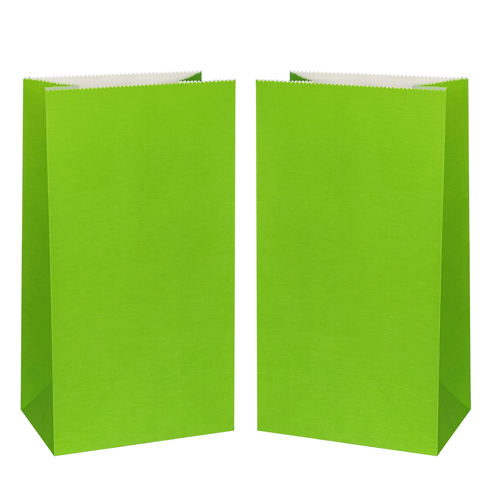 KEYYOOMY 50-Pack Small Bright Green Paper Bags - 4.7x2.4x8.7 Inch Party Favor Bags, Goodie Bags & Lunch Bags for Birthday Parties, Baby Showers, Wedding Favors & School Events