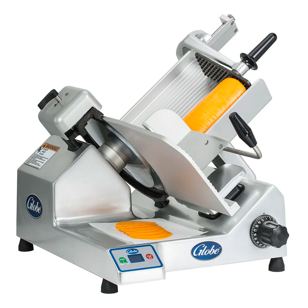 Globe SG13 Manual Meat & Cheese Slicer with 13 Blades - Belt Driven Aluminum Commercial Deli Slicer for Sandwiches, Charcuterie & Food Prep