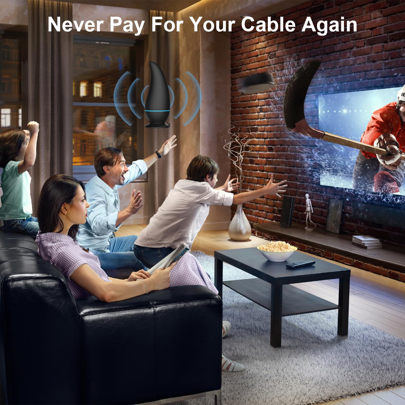 Upgraded Digital TV Antenna Indoor - 280+ Miles Long Range, 360° Reception with Amplifier for Strong Signal | Supports Freeview TV, 4K, 8K & 1080P HD | Perfect for Home Theater, RV Travel & Rural Areas