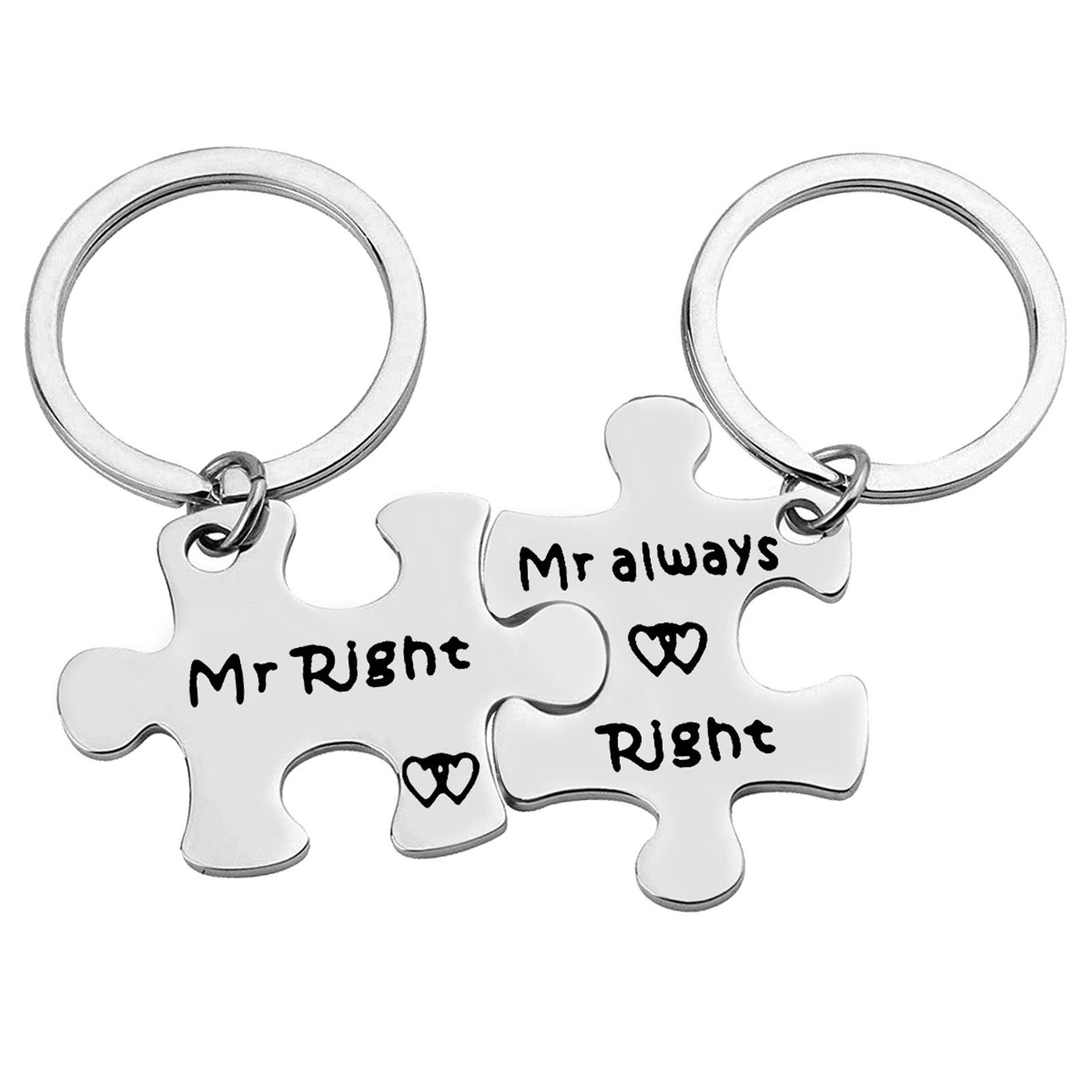 Mr. & Mr. Always Right Keychain Set - Gay Pride Couple Gift, LGBT Anniversary, Valentine's Day, Christmas & Birthday Gift for Men - Perfect for Weddings, Pride Events & Romantic Celebrations