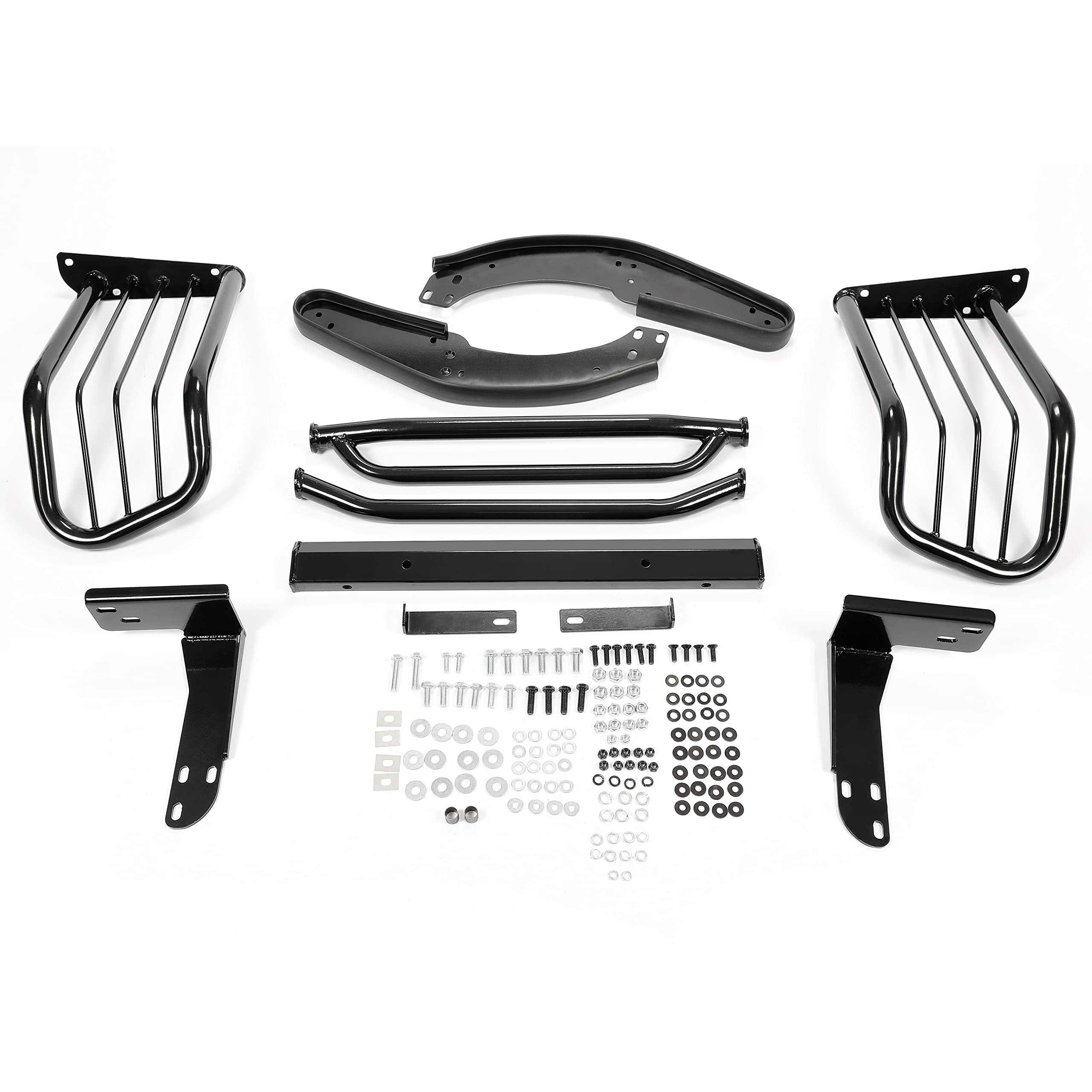 HECASA Heavy Duty Steel Grille Brush Guard Compatible with 1998-2004 Chevy S10 Blazer, Sonoma, Bravada & GMC Jimmy, Envoy - Black Powder Coated Protection for Off-Road & Truck Accessories